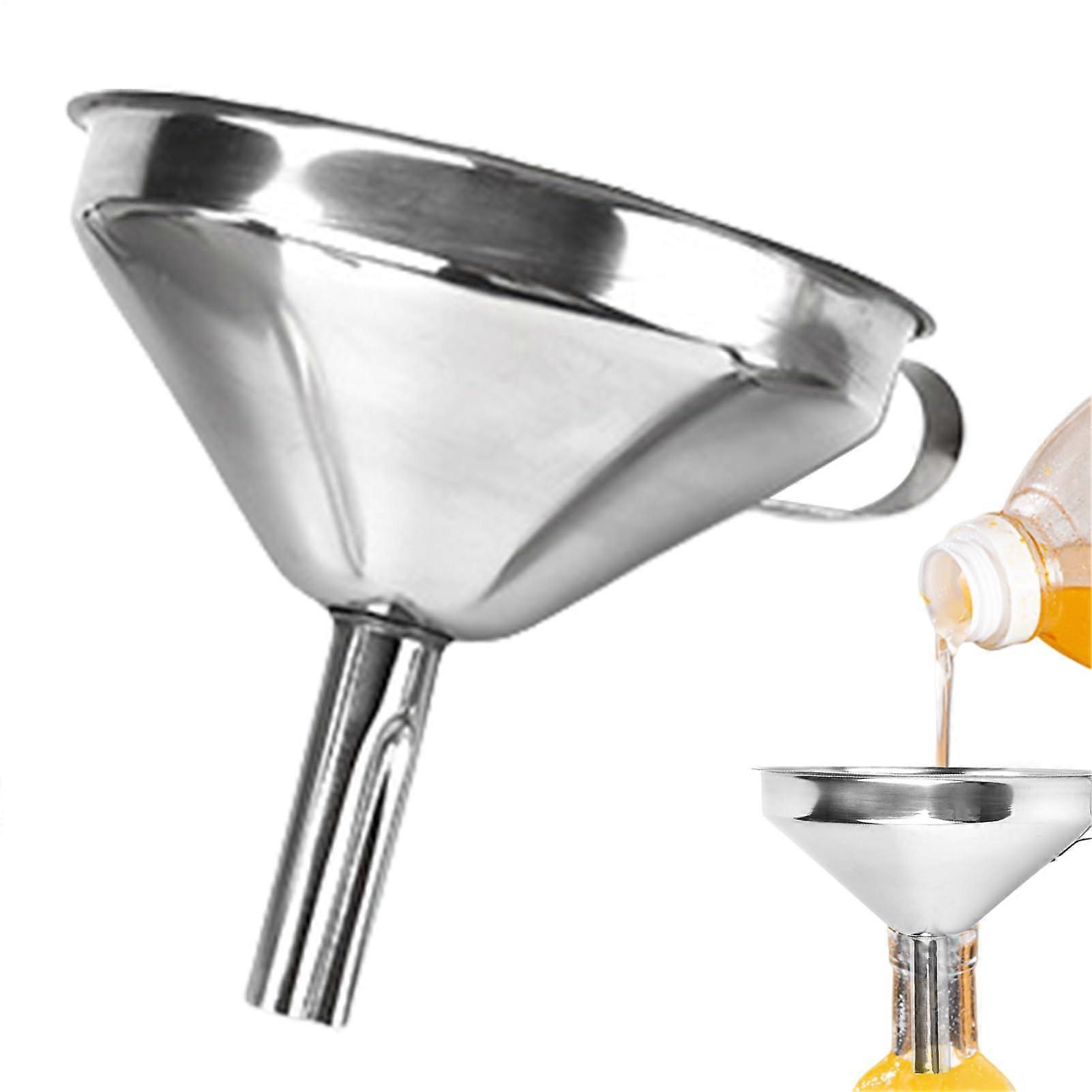 Steel Kitchen Funnel with Fine Mesh Strainer, Durable Food Grade, Large Size for Oil Pouring and Spill-Free Use