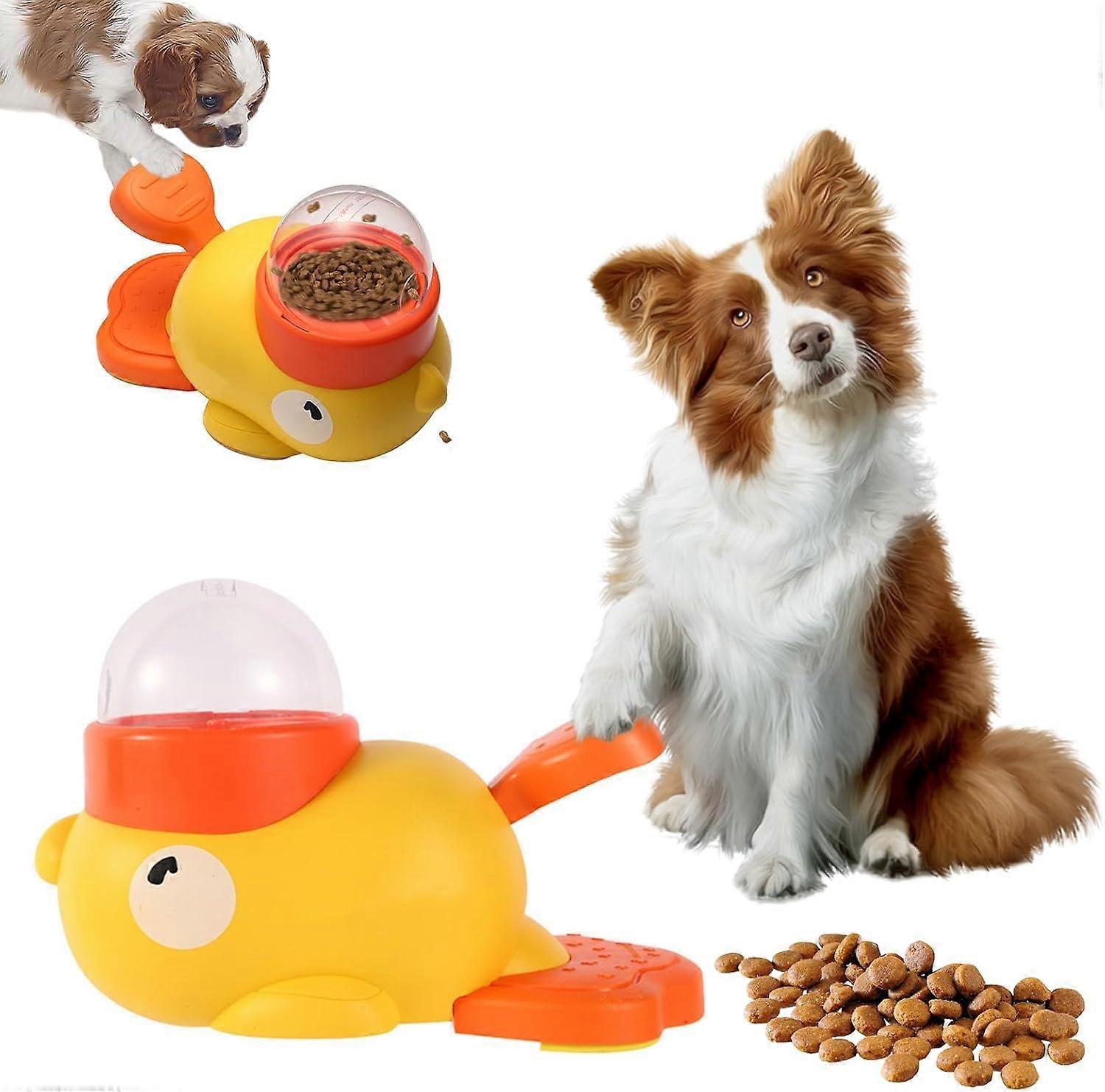 2 in 1 Yellow Duck Dog Toy - Interactive Slow Feed Treat Dispenser Puzzle Toy for Small Medium Dogs Reduces Bloat Promotes IQ Training