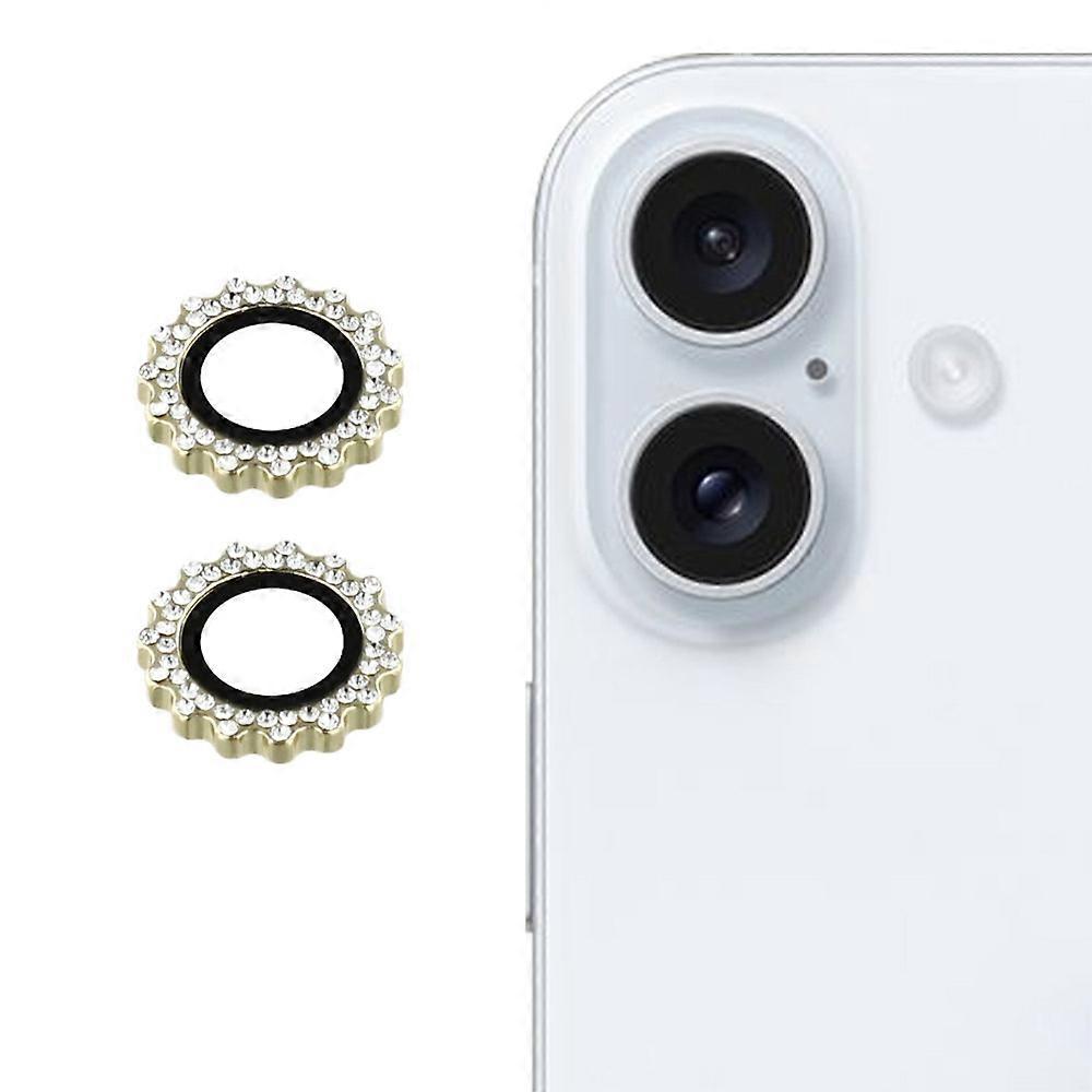 iPhone 17 カメラ レンズ プロテクター ギア シェイプ 強化ガラス レンズ フィルム ラインストーン デコレーション ゴールド 1 セット
