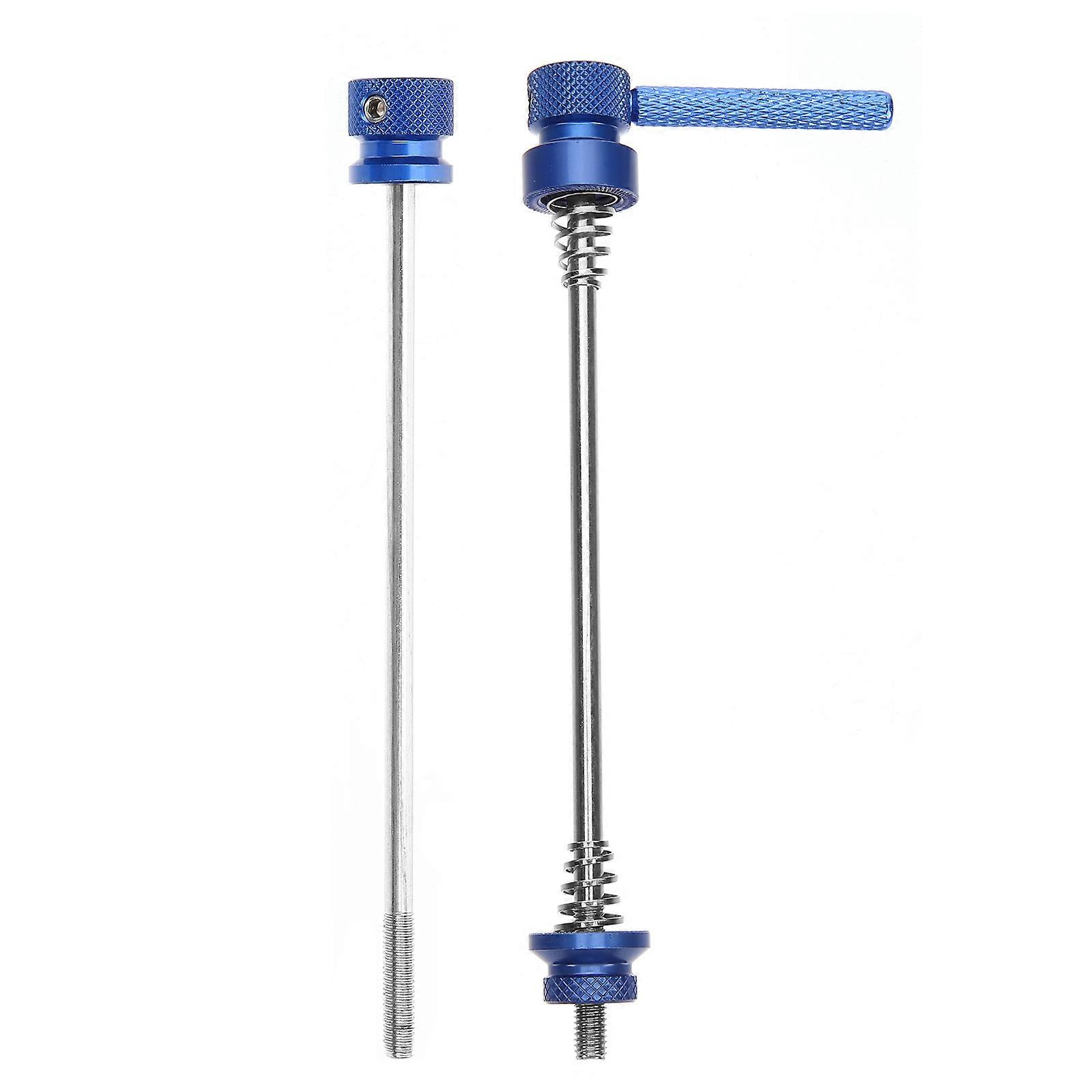 Blue Metal Bike Skewer with Springs for Universal Use Preventing Theft and Replacement Needs