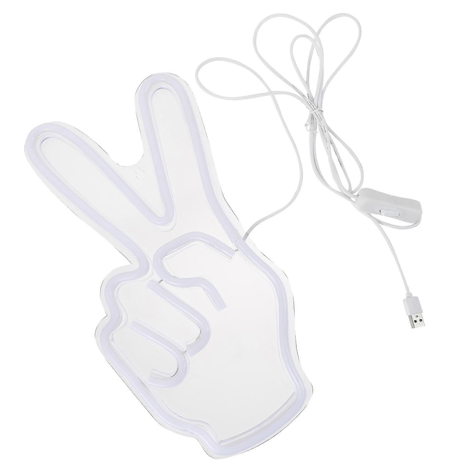 White Creative Victory Gesture Lamp with Unique Lighting Effects for Home Use LED Ambient Light