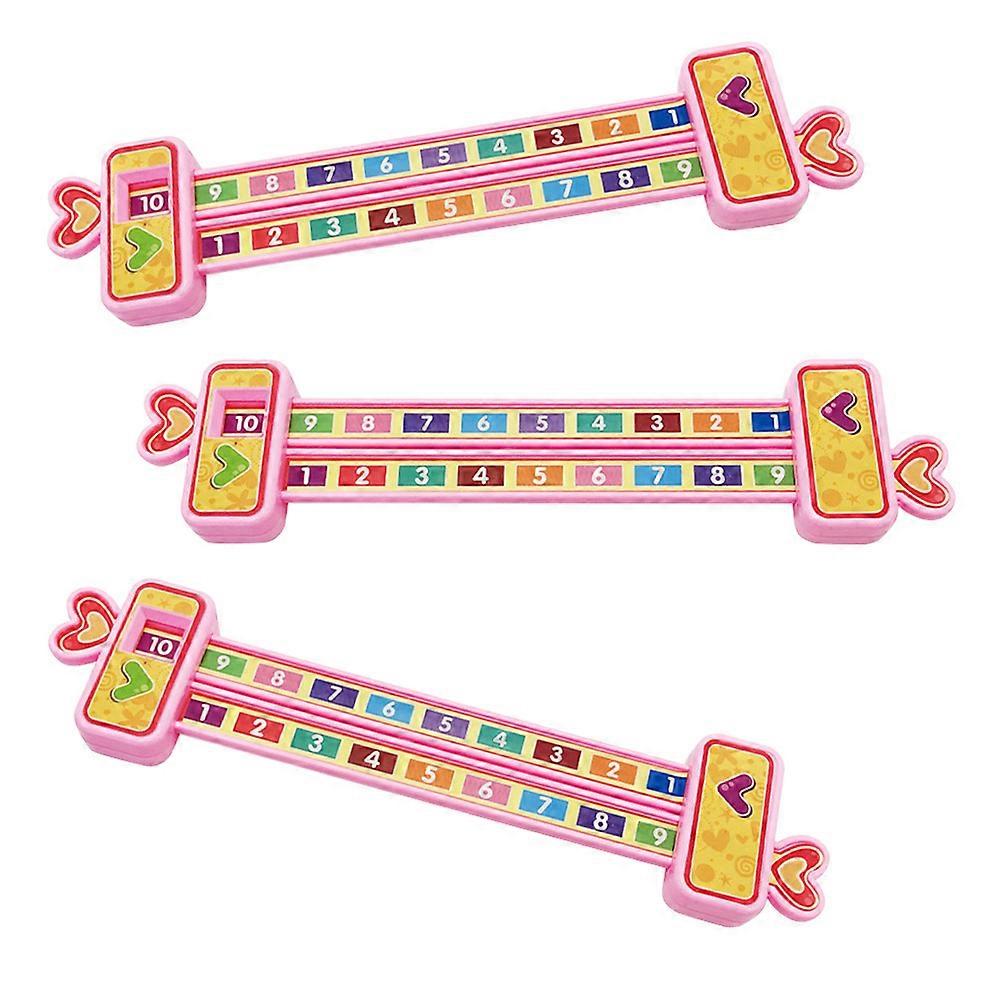 Pink Math Teaching Aids with Digital Ruler for Kids Analyze Addition Subtraction 3PCS