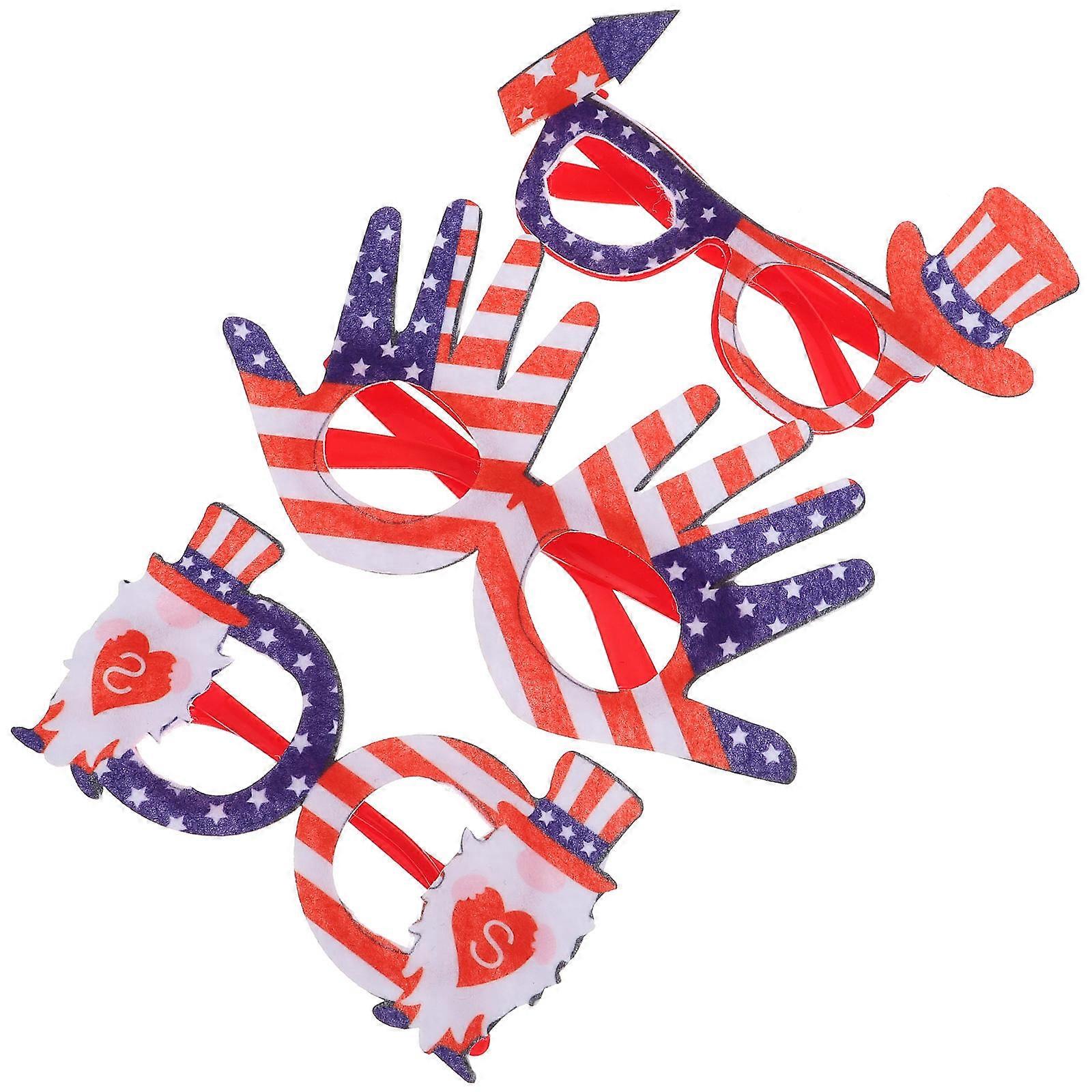 Glasses Frame Props 3 Pcs Independence Day Photo Props Party Style Assorted Color Enhance Festive Atmosphere