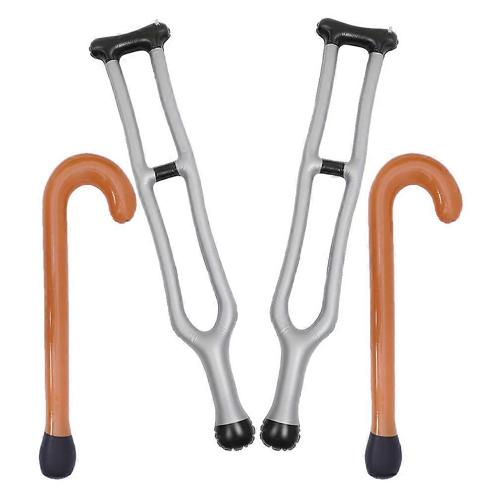 4pcs Inflatable Crutch Props for Parties, Cosplay & Stage Use – Lightweight PVC Walking Stick for Birthdays & Holidays