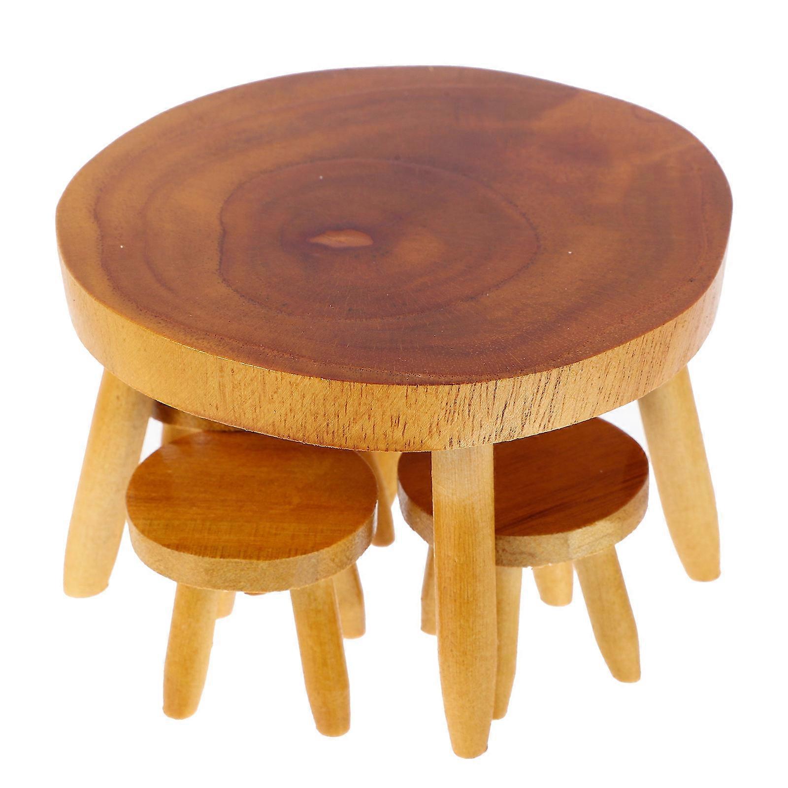 Mini Dollhouse Furniture 1 Set Wooden Dining Table And Chair Set Ideal For Living Room Decor Building