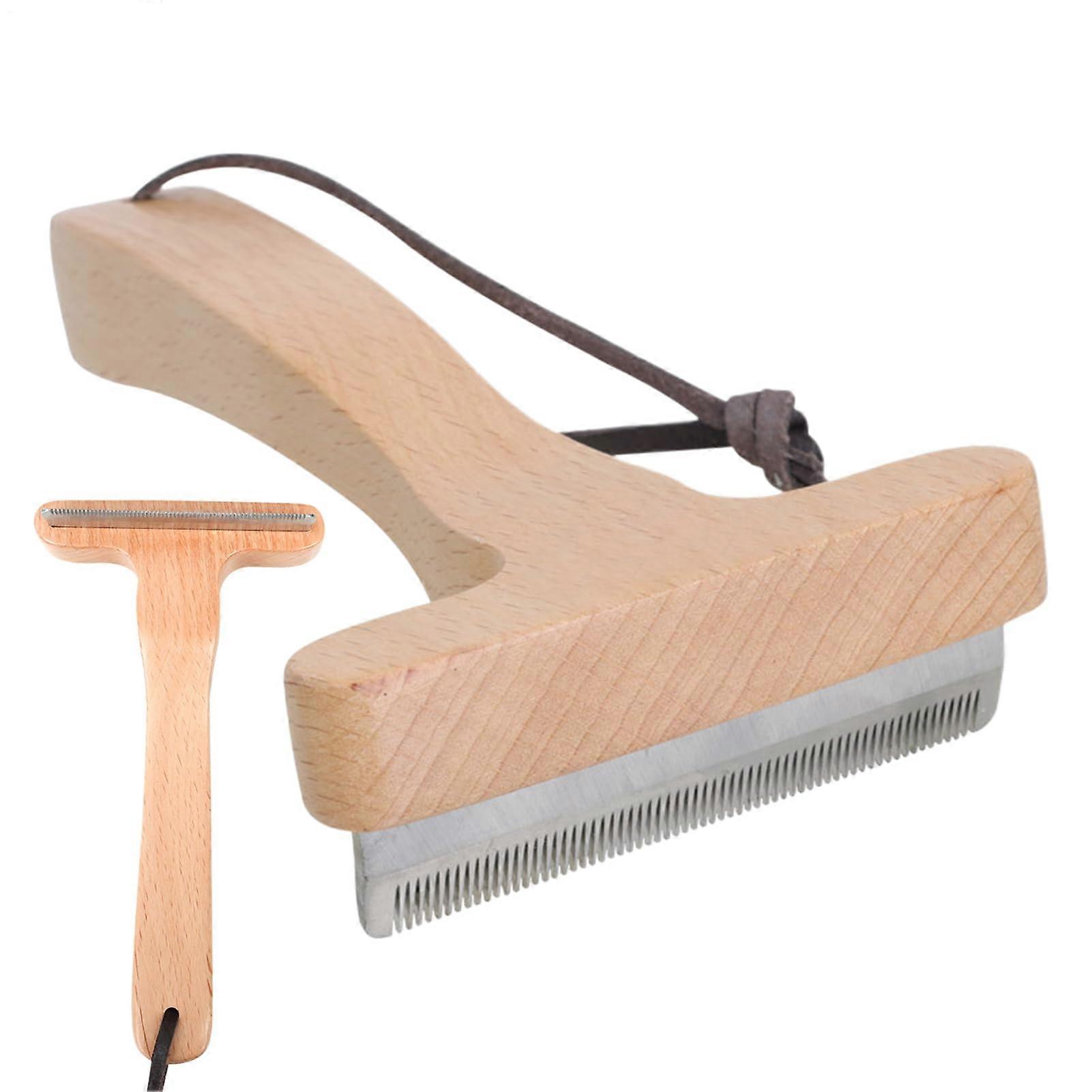 Pet Grooming Comb for Dogs - Stainless Steel De-Shedding Brush with Wooden Handle for Small to Medium Pets, Cats, Kittens, Puppies