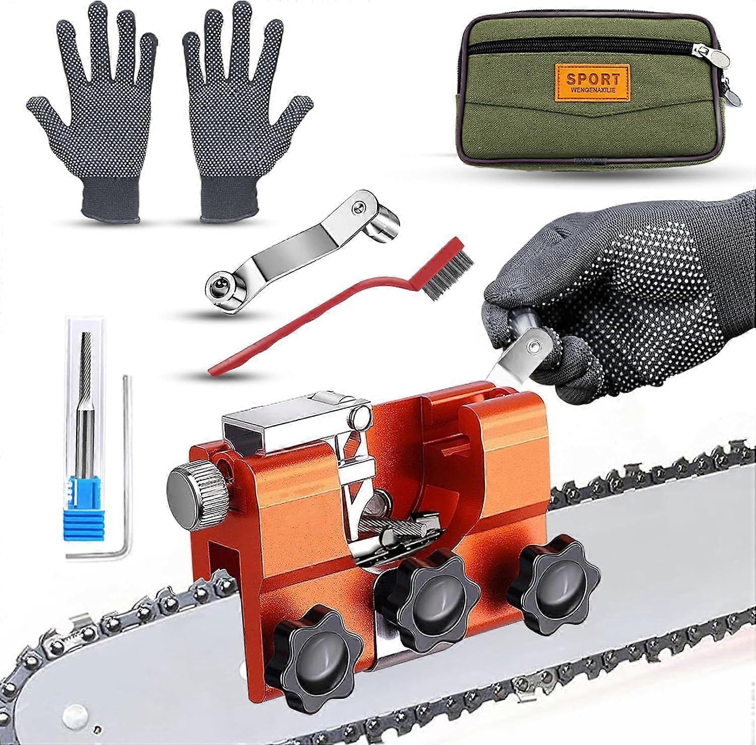Chainsaw Chain Sharpener, Universal Chainsaw Sharpening Kit 3/8'' 1/4'' 0.325" Chain, Upgraded Sharpener with Tungsten Carbide Sharpener for STIHL for