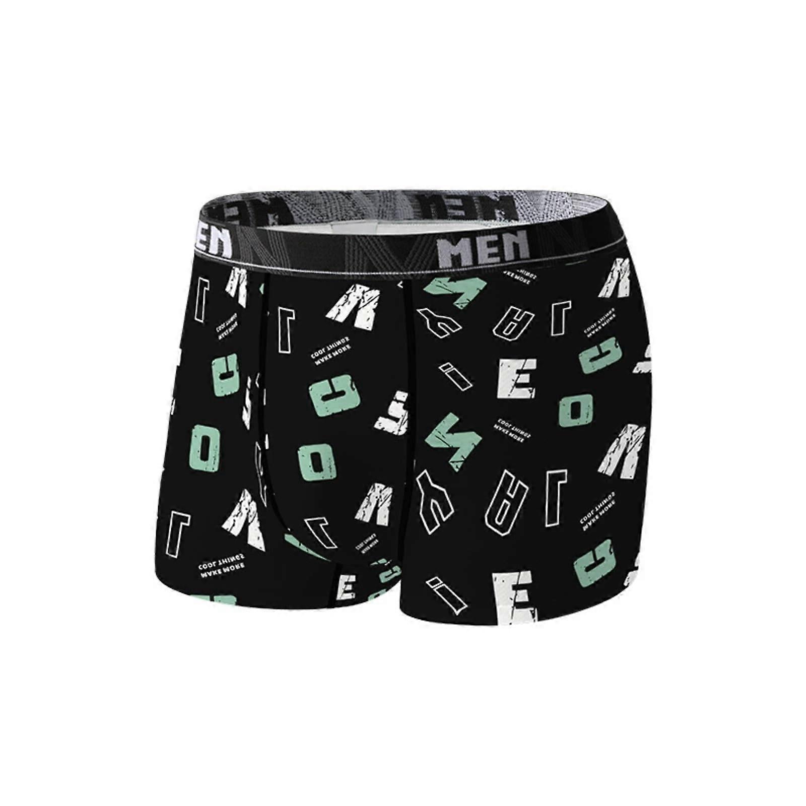 Herren-Boxershorts Eisseide Unterwäsche Männer, Weiche Schlüpfer Mittlere Taille, Schwarz, Boxer Briefs Retroshorts