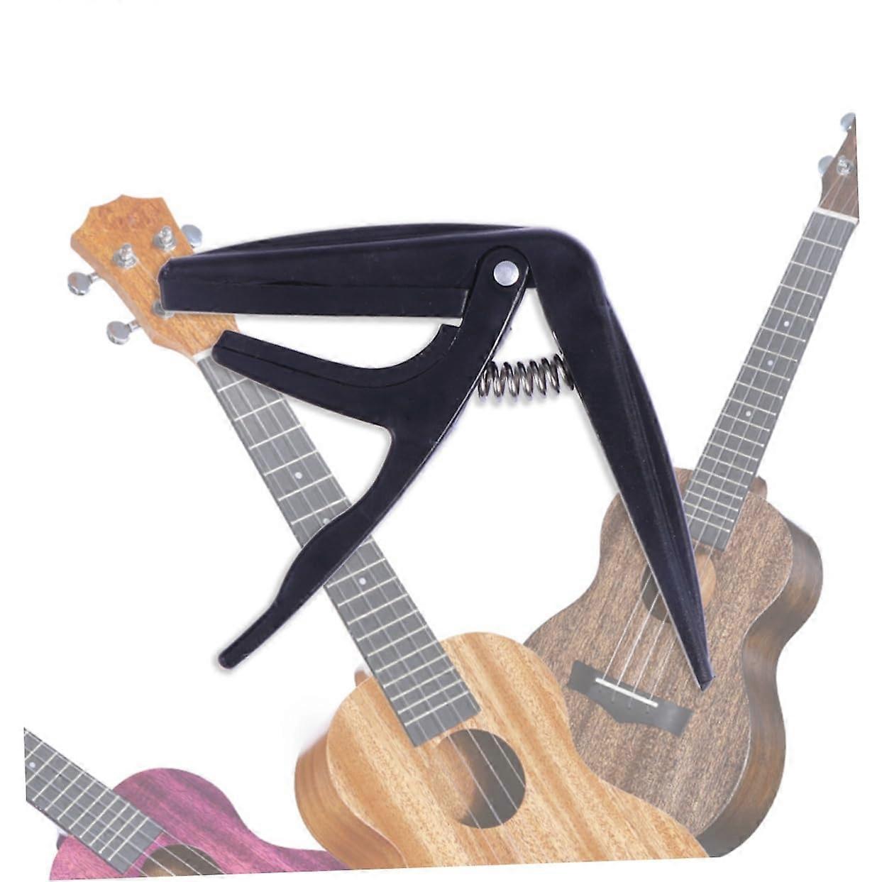 Professional Ukulele Capo Zinc Alloy One-Hand Operation Easy Adjustment for Beginners and Professionals with Silicone Padding Black