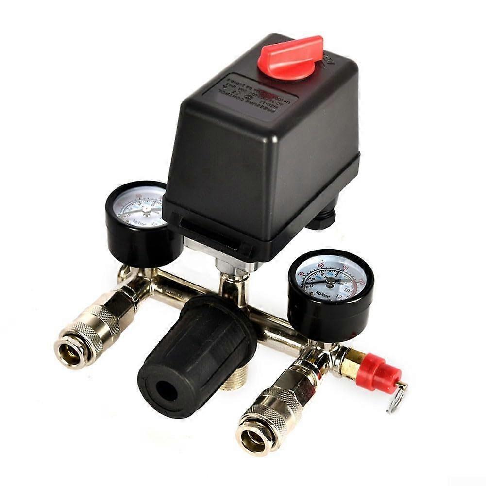 Pressure reducing regulator valve for air compressor, with 180 PSI gauge and rapid decompression function (European connection) European plug