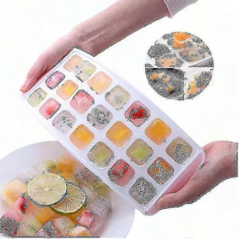 21-Cavity Silicone Ice Cube Tray with Lid - Reusable Square Ice Molds for Freezer