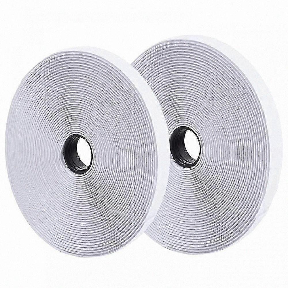 White Self-Adhesive Hook and Loop Tape for Office and Home Use, 12m Length
