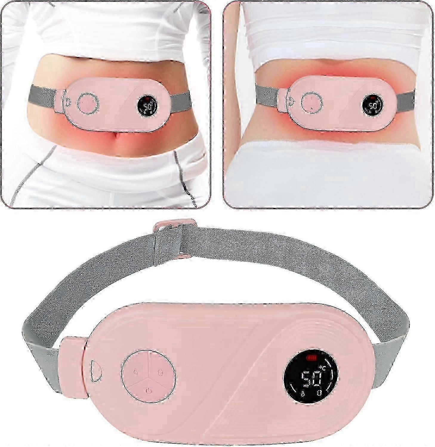 Portable Cordless Heating Pad, Heating Pad for Back Belly Pain with 3 Heat Levels and 3 Vibration Massage Modes, Menstrual Fast Heating Waist Belt