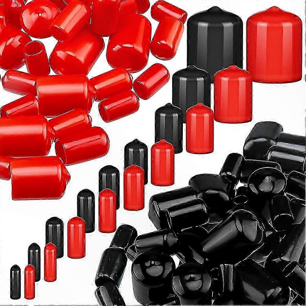 9 Sizes Rubber Thread Protectors, 156PCS Black & Red Flexible End Caps for Bolts and Screws (2/25 to 4/5 Inch)