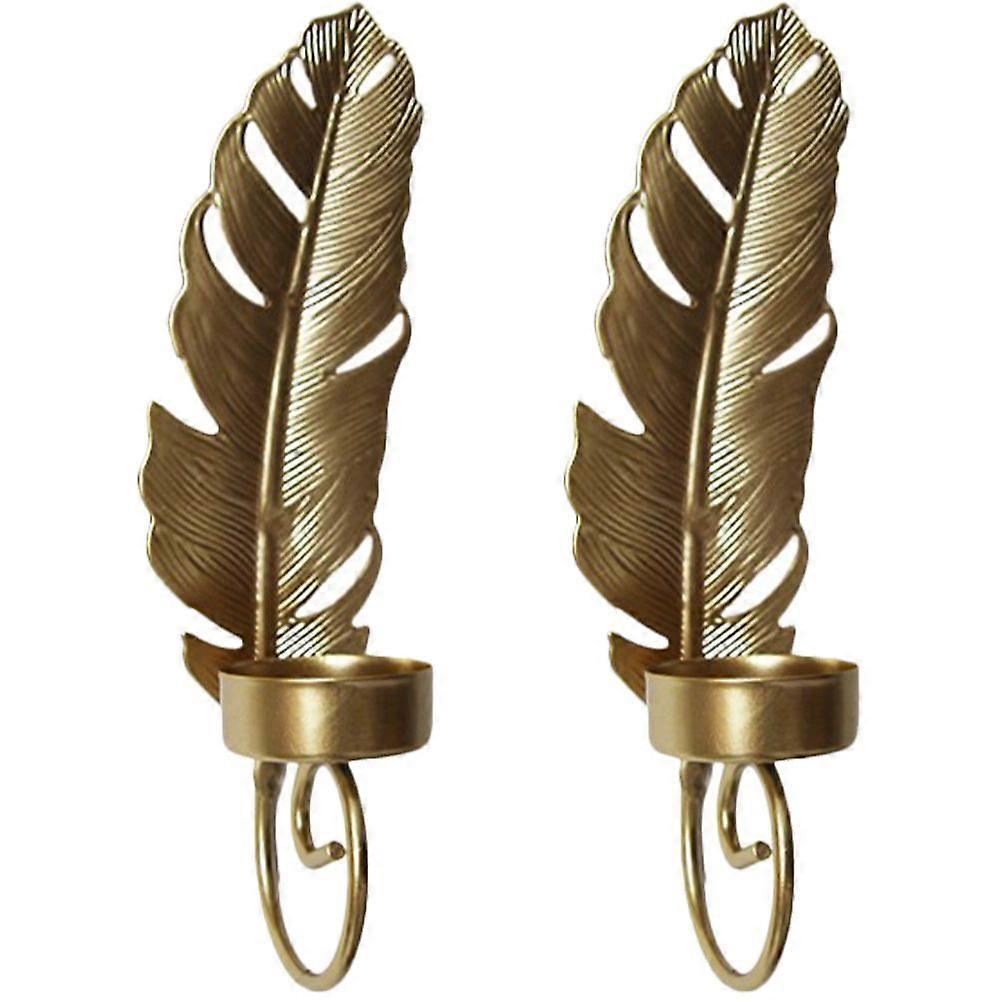 2Pcs Wall Sconce Candle Holder Leaf Design Wall Mounted Decorative Candle Holder