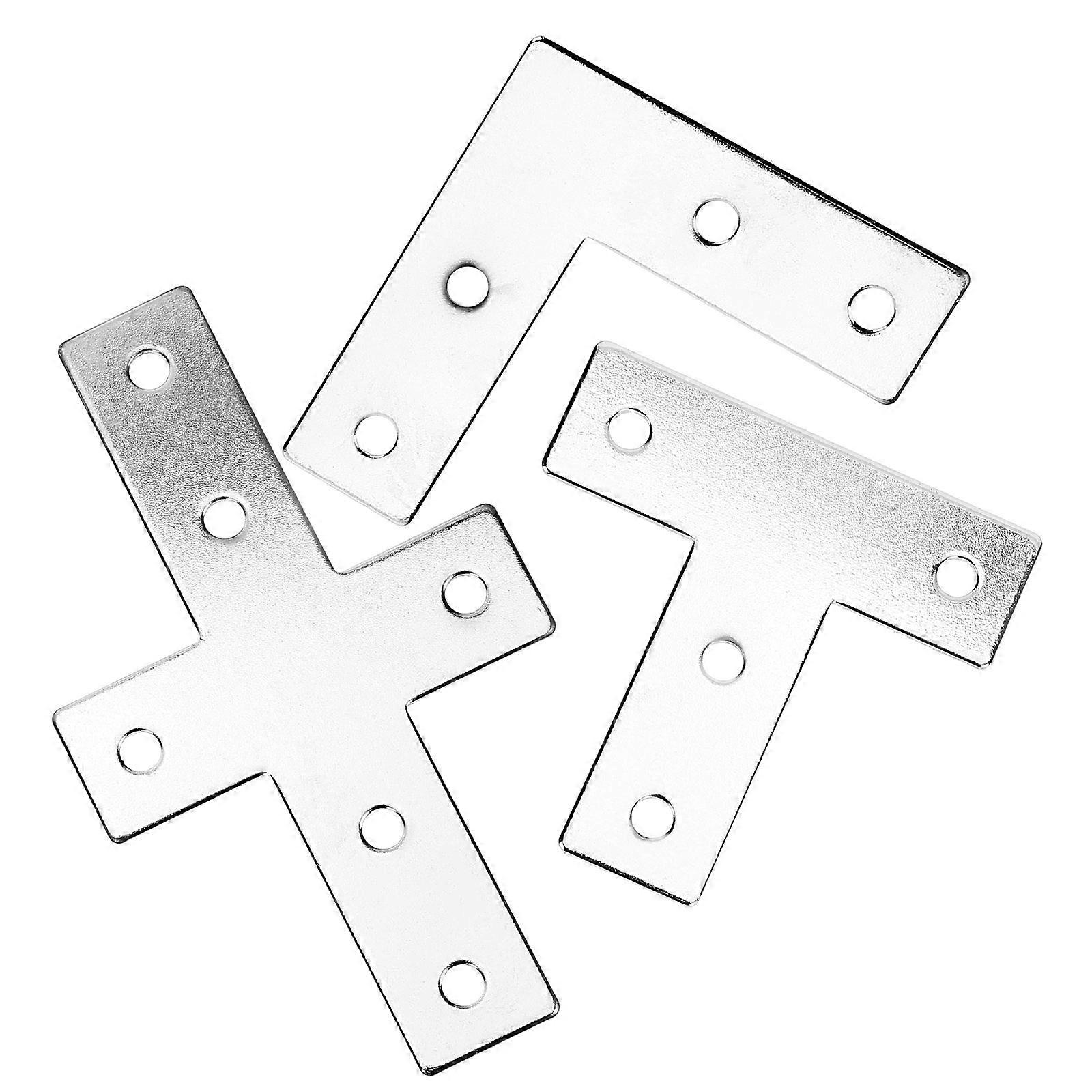 T Shape Aluminum Connector Bracket for Equipment Silver Fixing 3Pcs