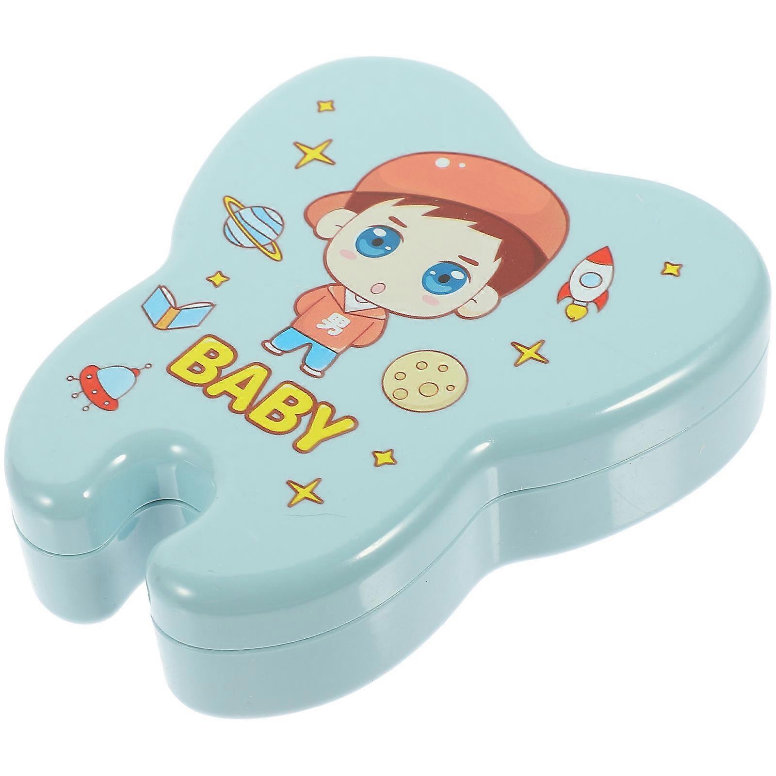 Memory Preservation Tooth-Shaped Teeth Container for Parents Childhood Memories Blue Plastic with Smooth Surface 1Pack