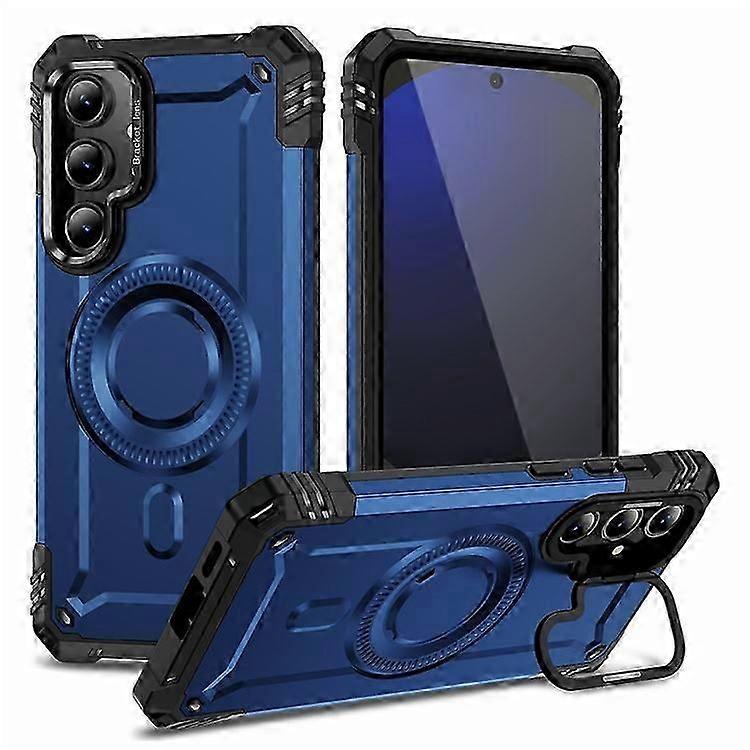 Compatible For Samsung Galaxy S24 Fe Case Compatible With Magsafe Metal Lens Frame Kickstand Pc+tpu Mobile Cover