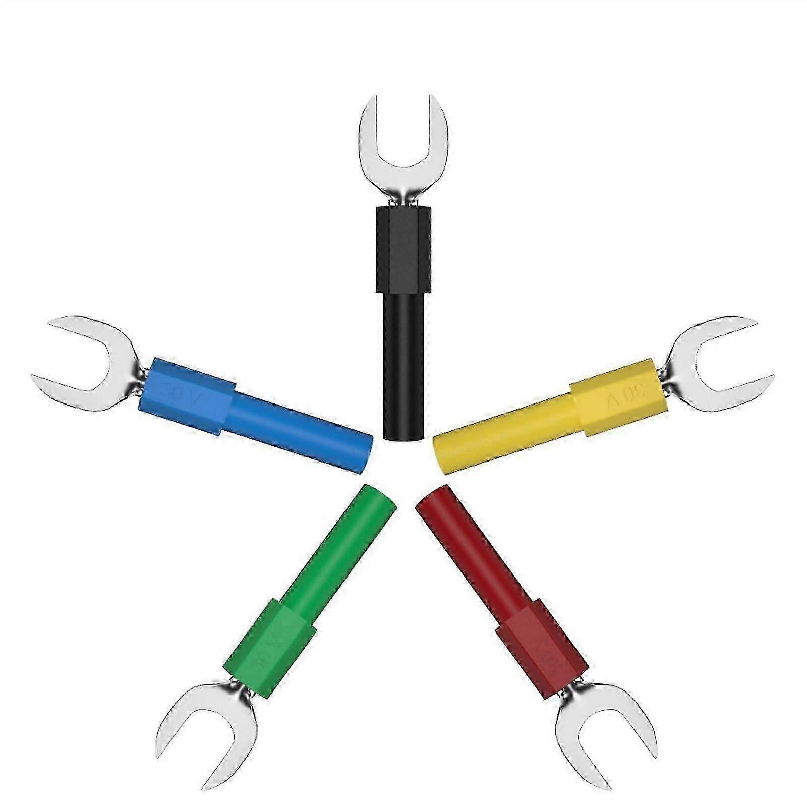 10PCS 8mm Fork Spade Wire Connectors - Insulated Crimp Terminals Compatible with 4mm Banana Socket