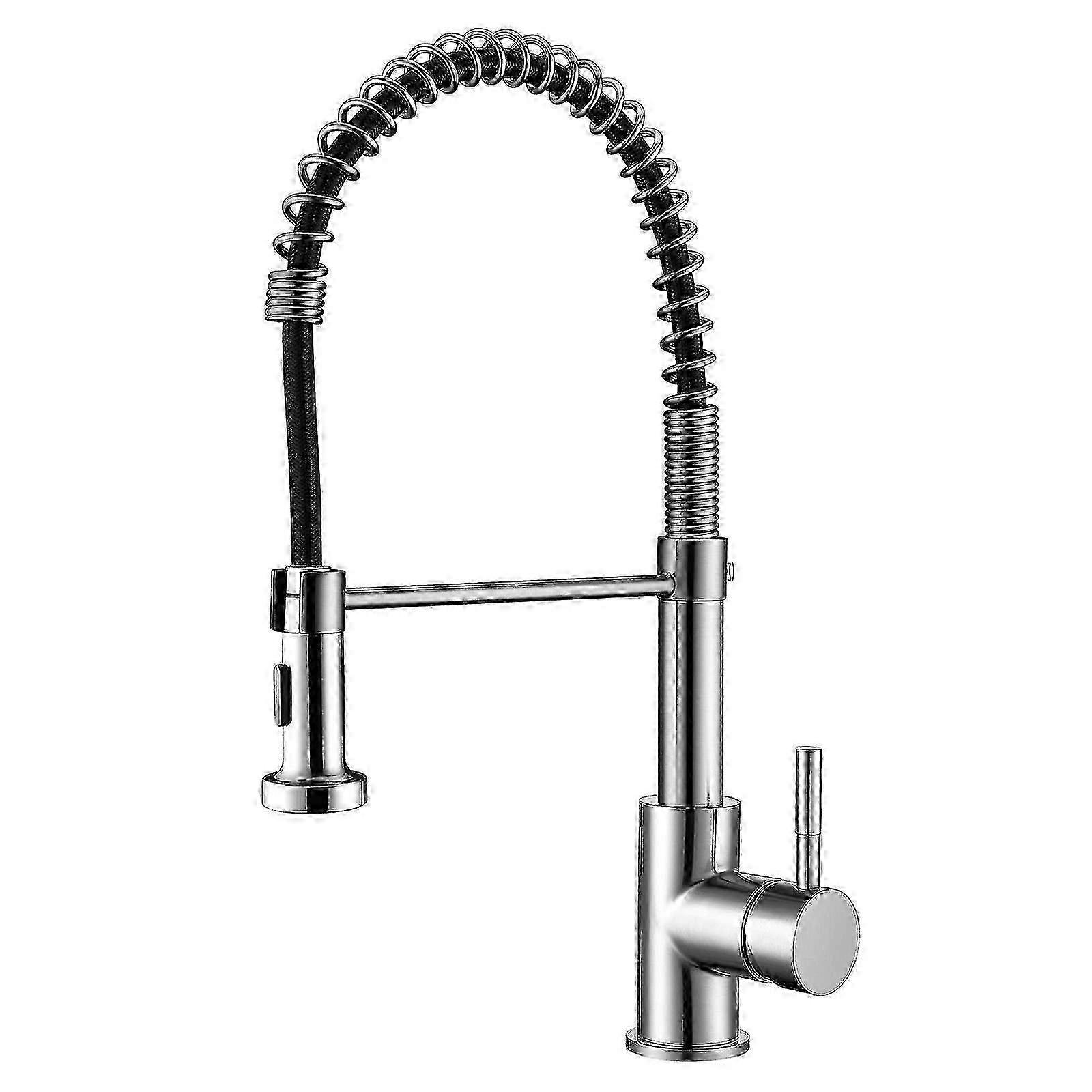 Brushed Nickel Pull-Down Kitchen Faucet with Single Handle and Spring Spray Design