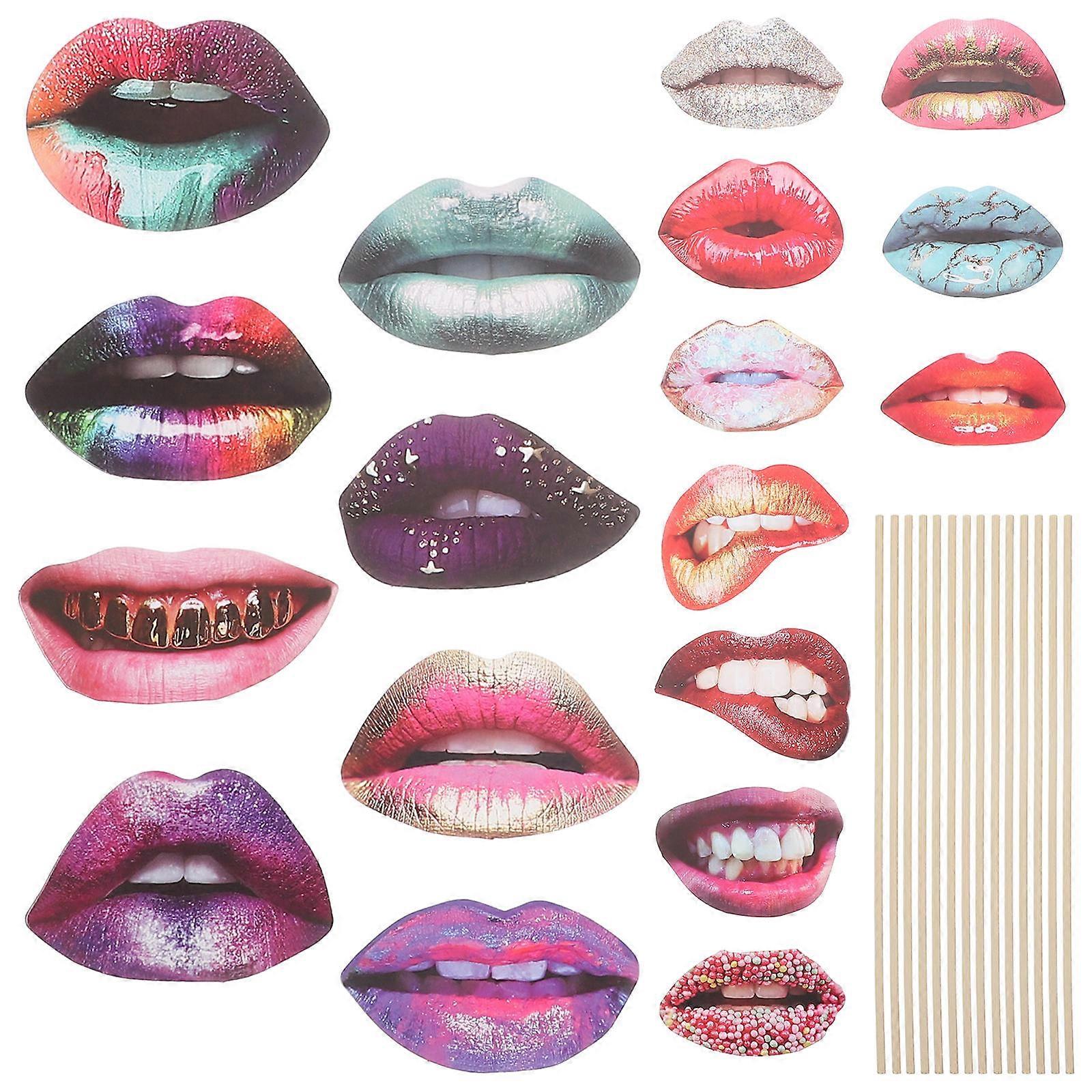 Funny Mouth Lips Selfie Props for Parties 40 Sets Photo Booth Accessories with Bamboo Sticks for Weddings, Graduations & Celebrations