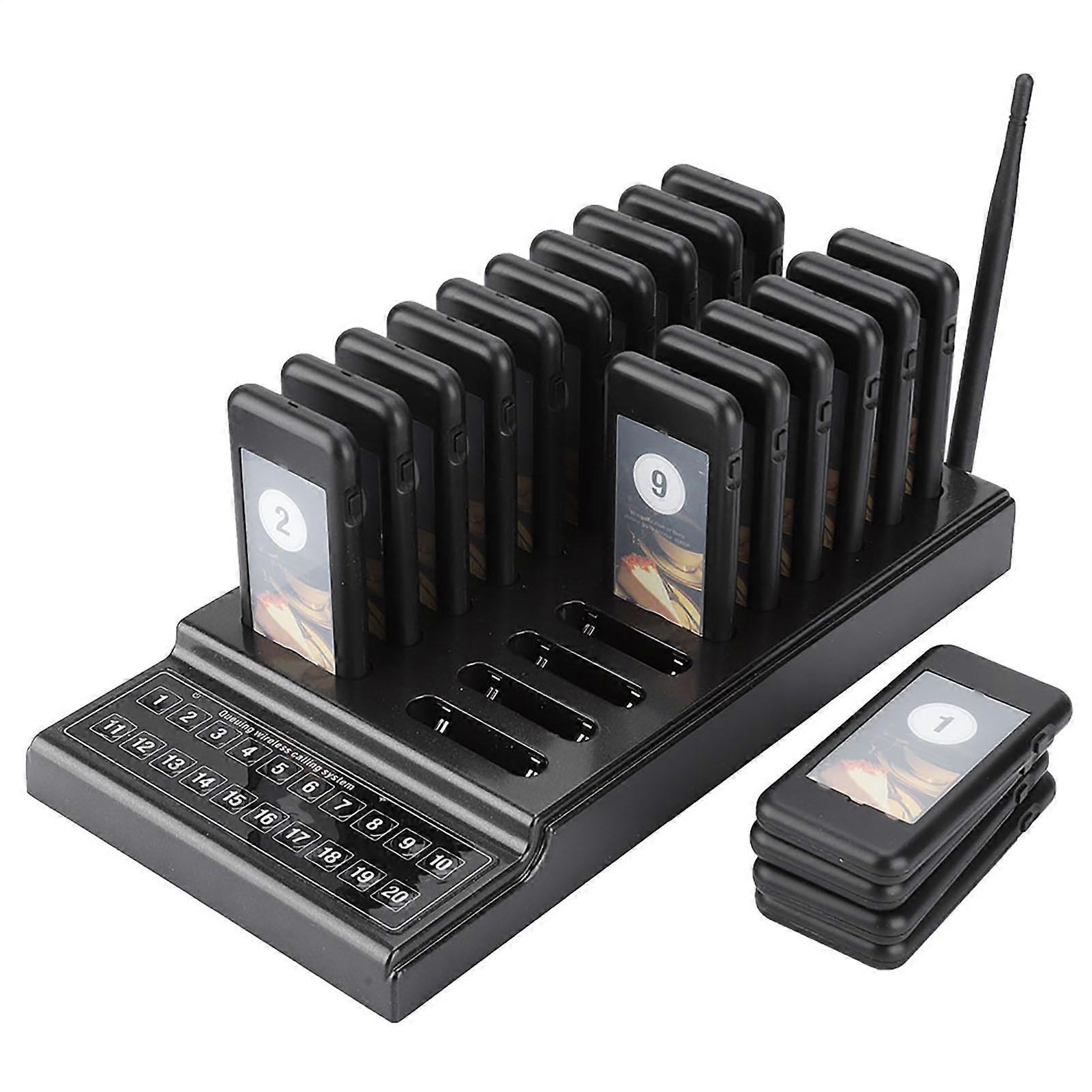 20-Channel Wireless Restaurant Pager System with 20 Receivers, 1km Range
