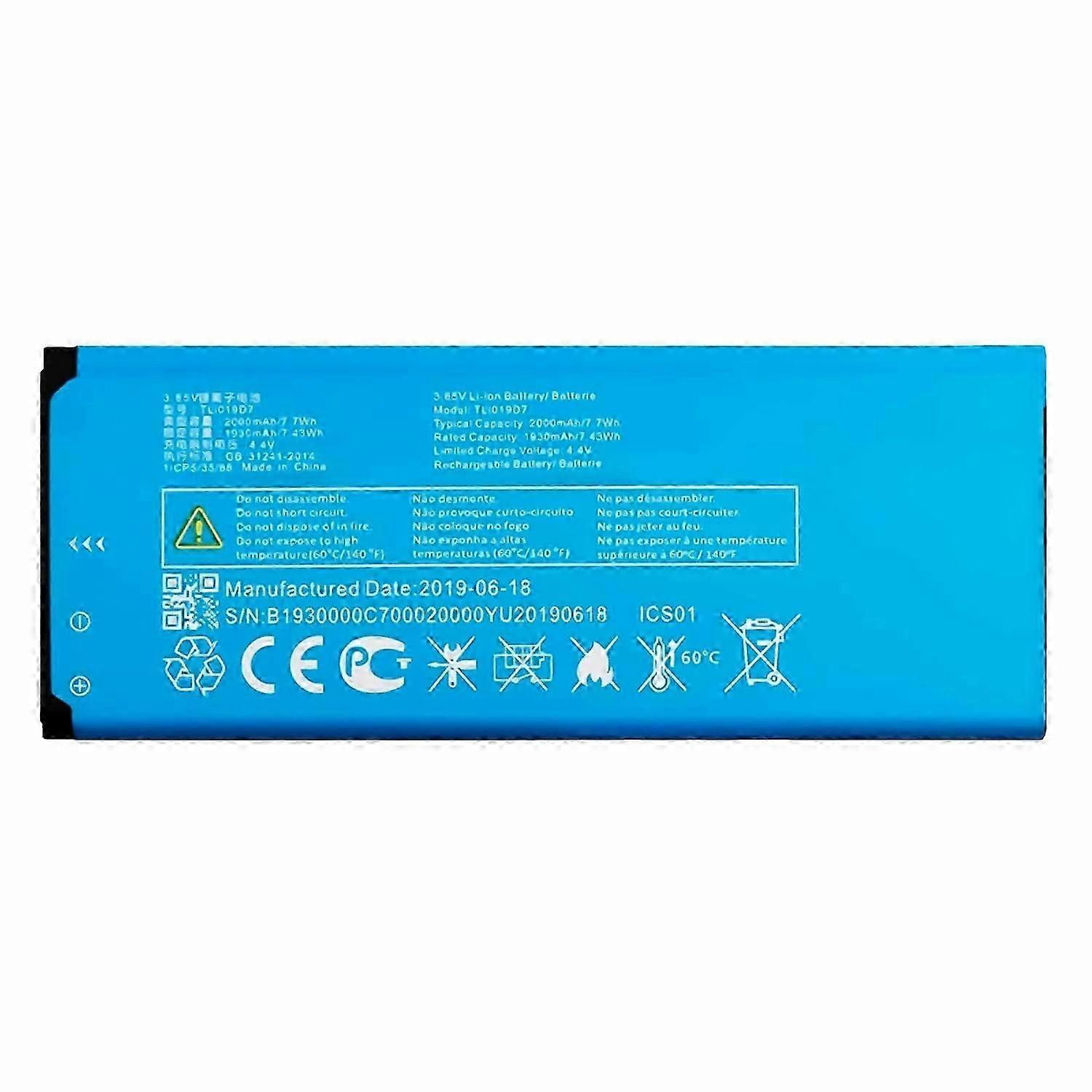 For Alcatel 1 3.85V 2000mAh Li-ion Battery Assembly Part (Encode: TLi019D7) (without Logo)
