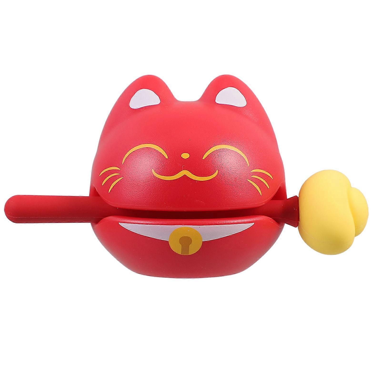 Adorable Cartoon Cat Tone Block Instrument ABS Material Perfect for Office Decor and Music Enlightenment Toy Red 6.5x4 Inches