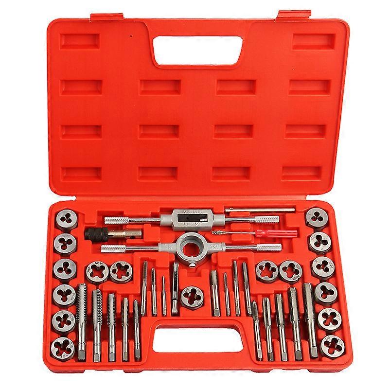 40Pcs M3-M12 Steel Metric Tap and Die Set Flute Taps Threading Dies Screw Extractors,Silver,Lilaris