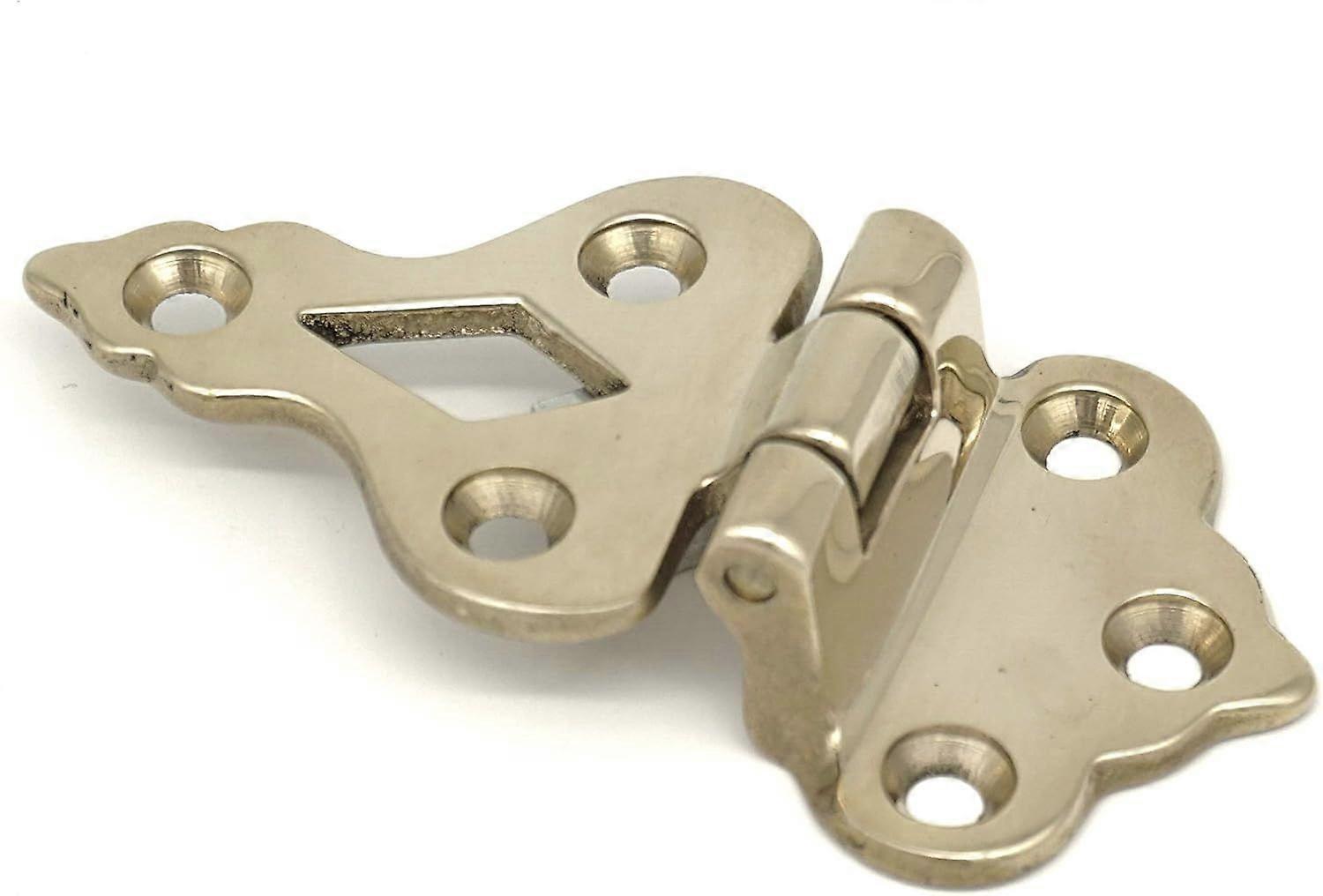 Antique Ice Box Hinge, Solid Brass 3/8" Offset Ice Box Hinge in Non Lacquered
