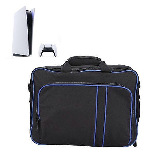 Large Capacity Travel Case for PS5, Protective Bag for Console, Game Controller and Game Accessories - Blue and Black