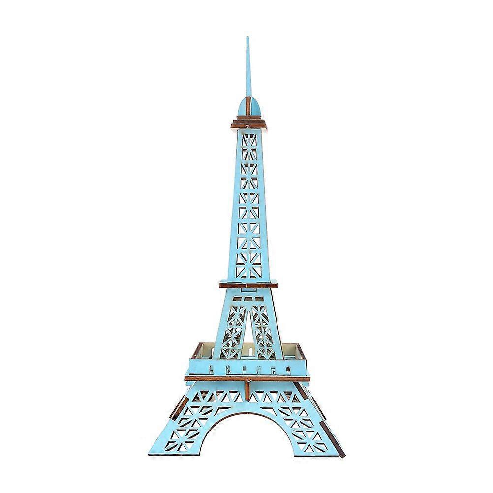 3D Wooden Eiffel Tower Puzzle Educational Board Toy DIY Funny Jigsaw for Kids Children (Blue)