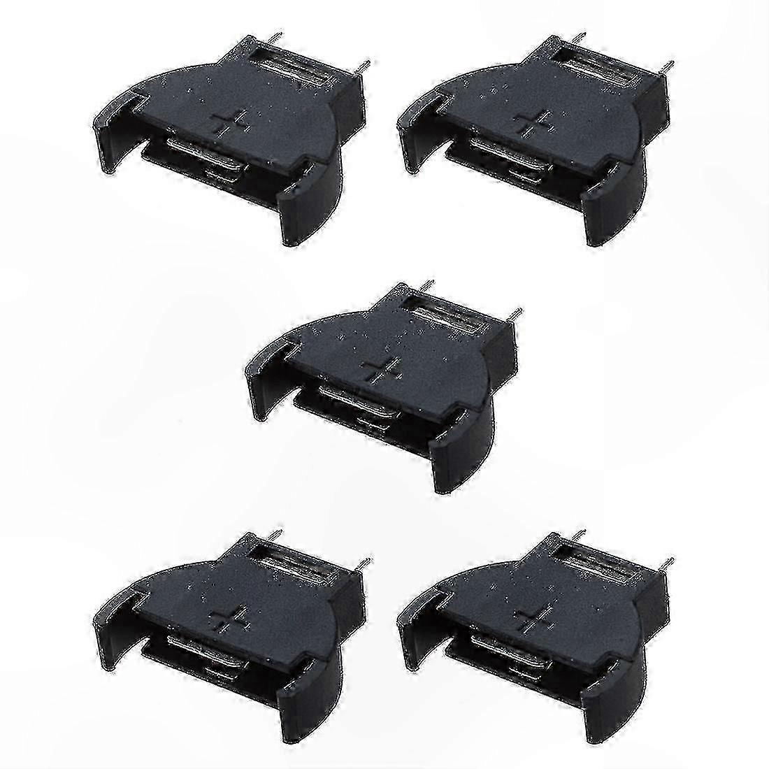 5-Pack Black Plastic CR2032 Coin Cell Battery Holders - Secure and Durable Socket Solution