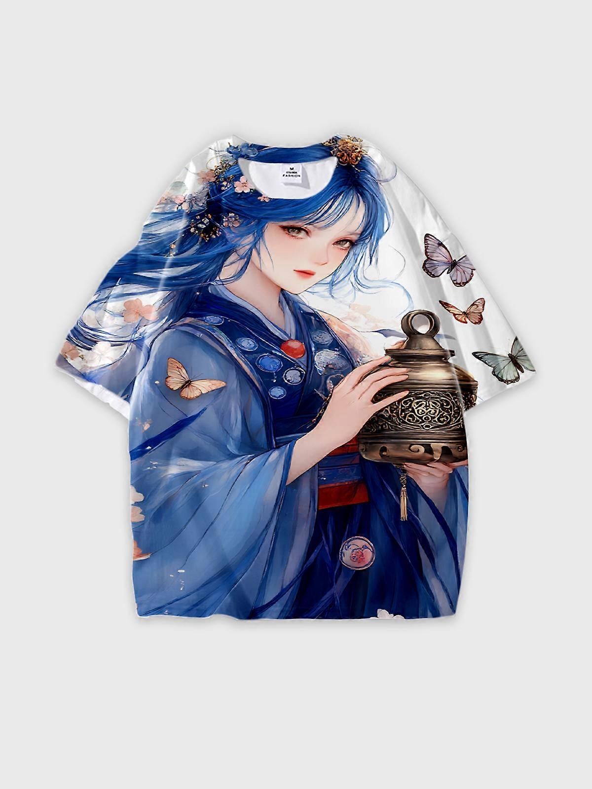 T-Shirt Short Sleeve Round Neck, Summer Casual Loose Graphic Tee, Unisex Pattern V2613