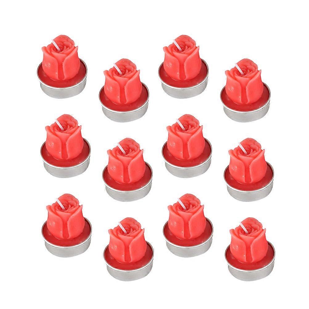Rose Candles Paraffin Wax Proposal Candle for Decoration Use 12Pcs Red