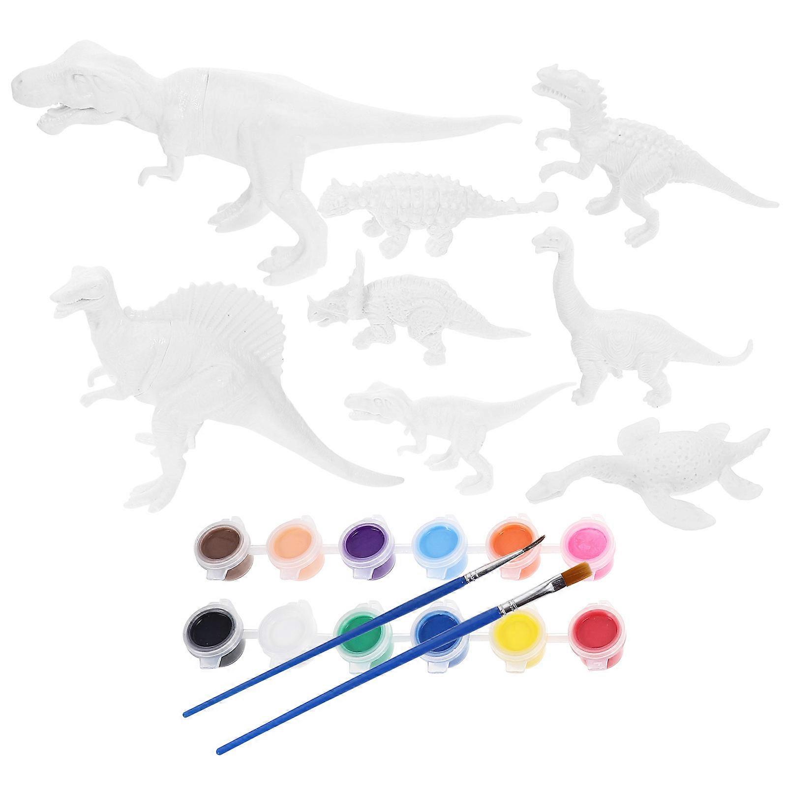 Color Recognition DIY Arts Crafts Set For Kids With 41Pcs Assorted Color Dinosaur Shape For Painting And Playing Fun