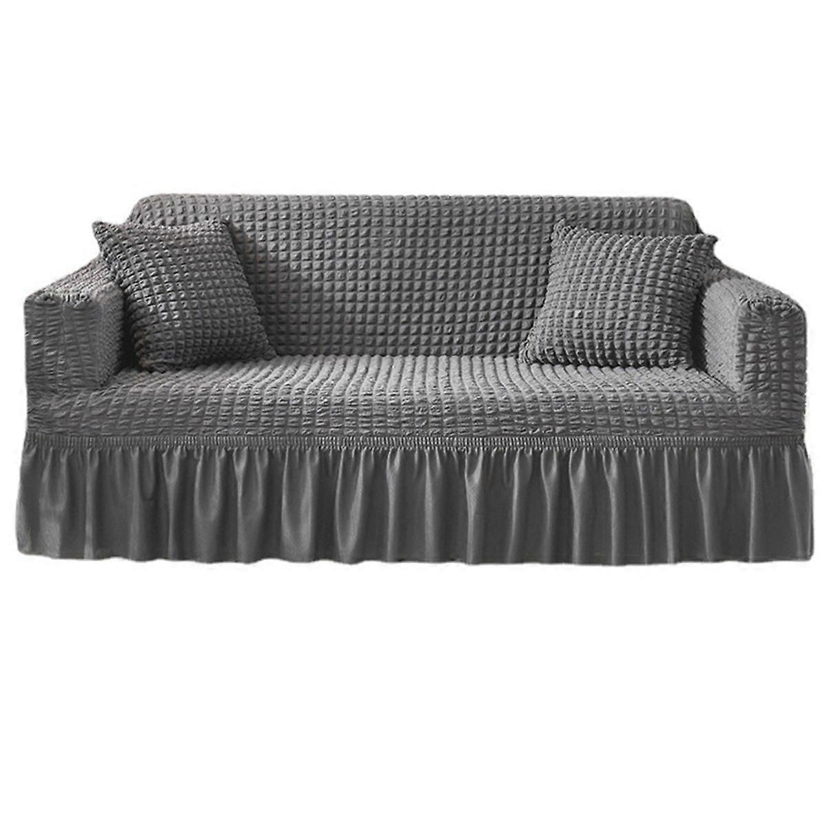 Sofa Cover Sofa Seersucker Textured Sofa Protector with Pleated Skirt for L-Shape U-Shape & Section