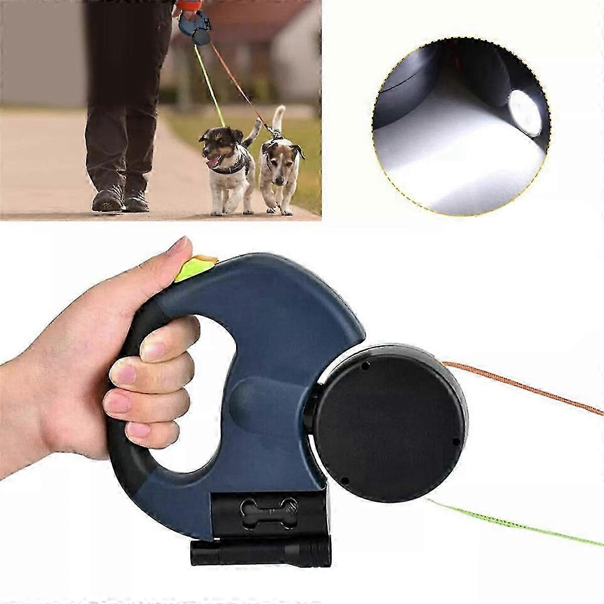 Auto Retractable Dual Dog Leash Double-Ended Traction Rope Red