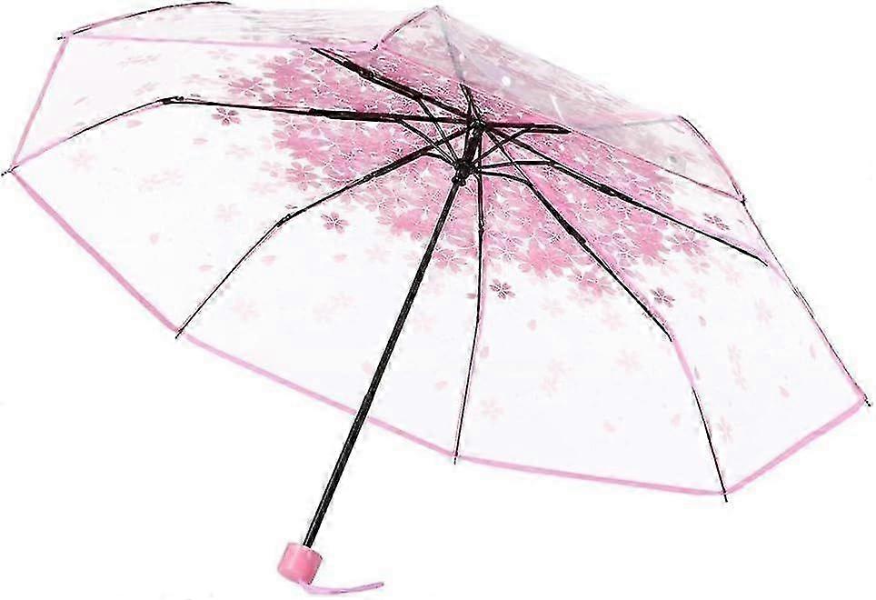 Cherry Blossom Transparent Folding Travel Umbrella
