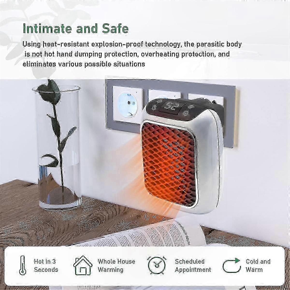 Compact 800W Remote Control Heater with Plug-Compatible Design for Easy Use