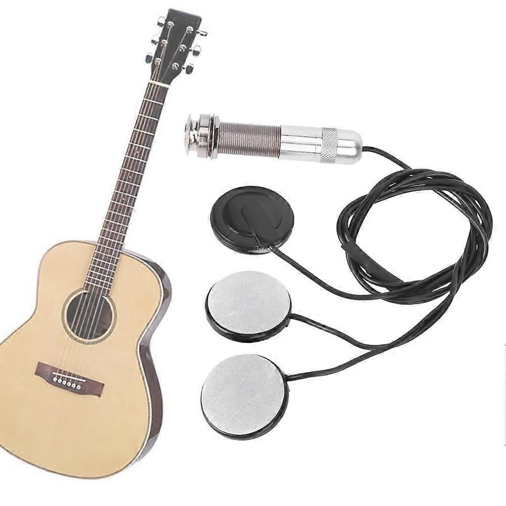 Piezo Pickup Transducer 3-Sensor Brass Black Cable 30cm 6.35mm