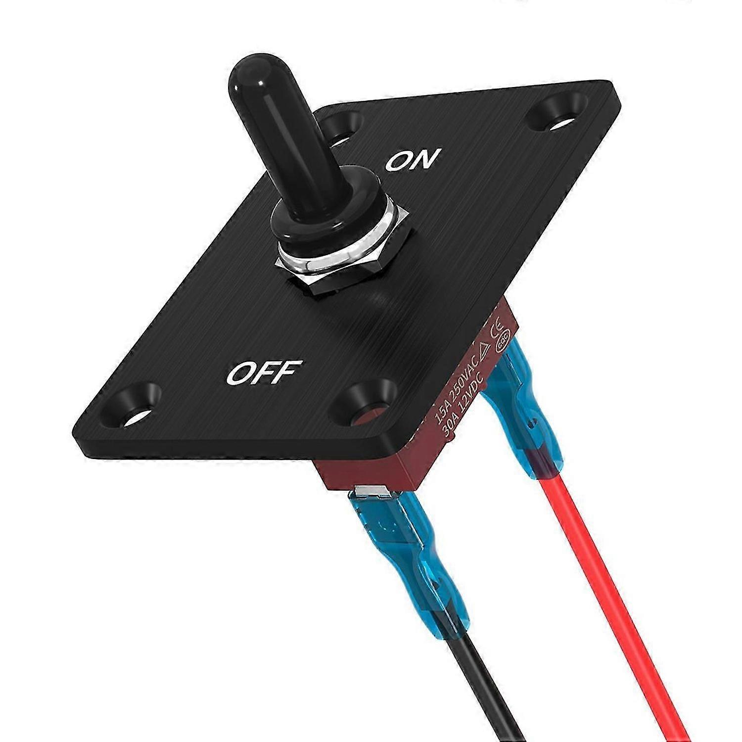 Heavy Duty Waterproof Toggle Switch 12V DC 30A 2 Pin SPST on/Off Toggle Switch with Mounting Panel for Marine Boat