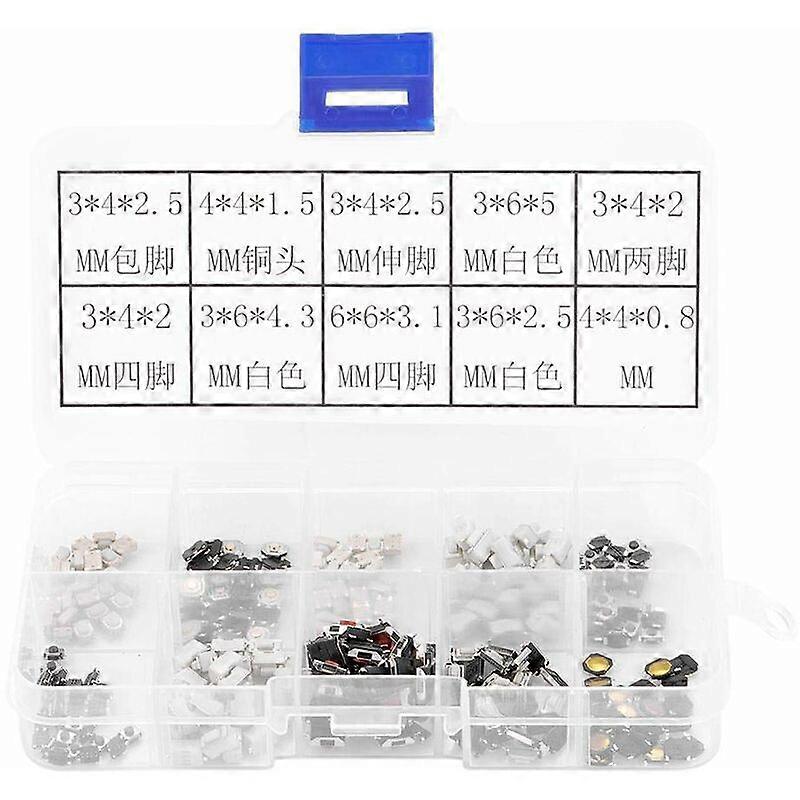 250Pcs Tactile Push Button Micro Switch Assortment For Car Remote Key with Box