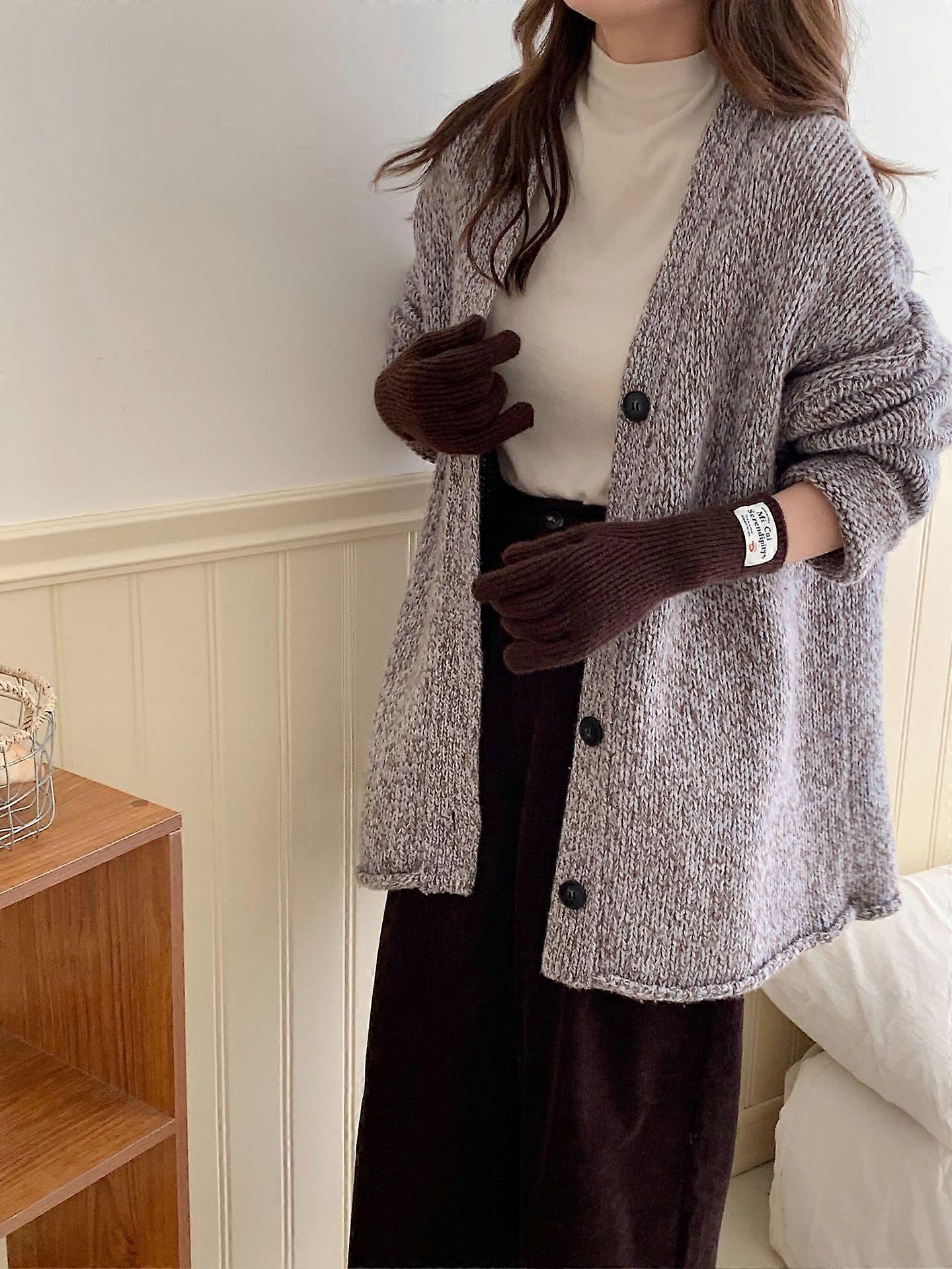 Korean new style sheep shearling solid color knitted bow gloves fashionable solid color casual personality warm fingerless gloves