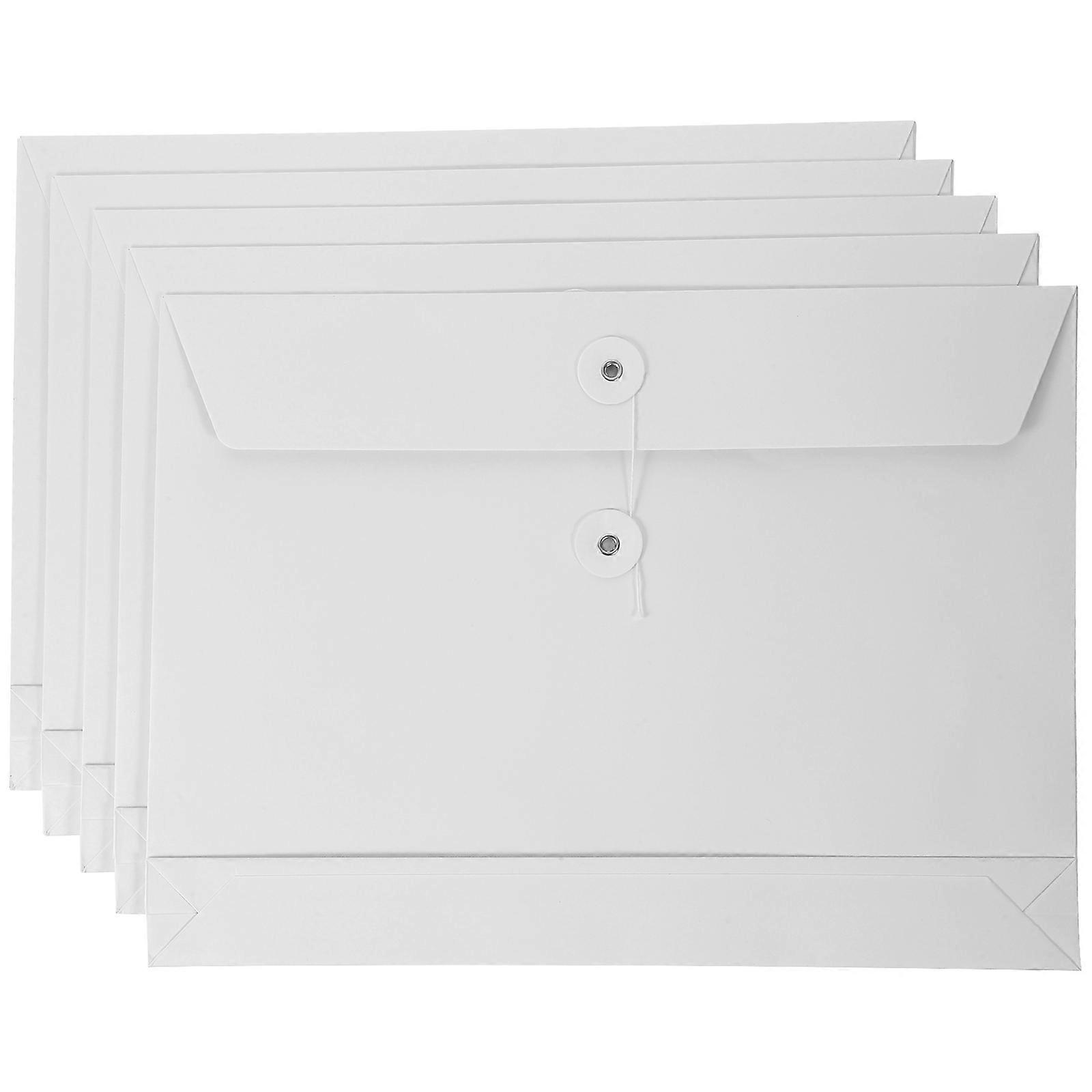 File Storage Bags Practical File Organizers Document Holders 5Pcs White
