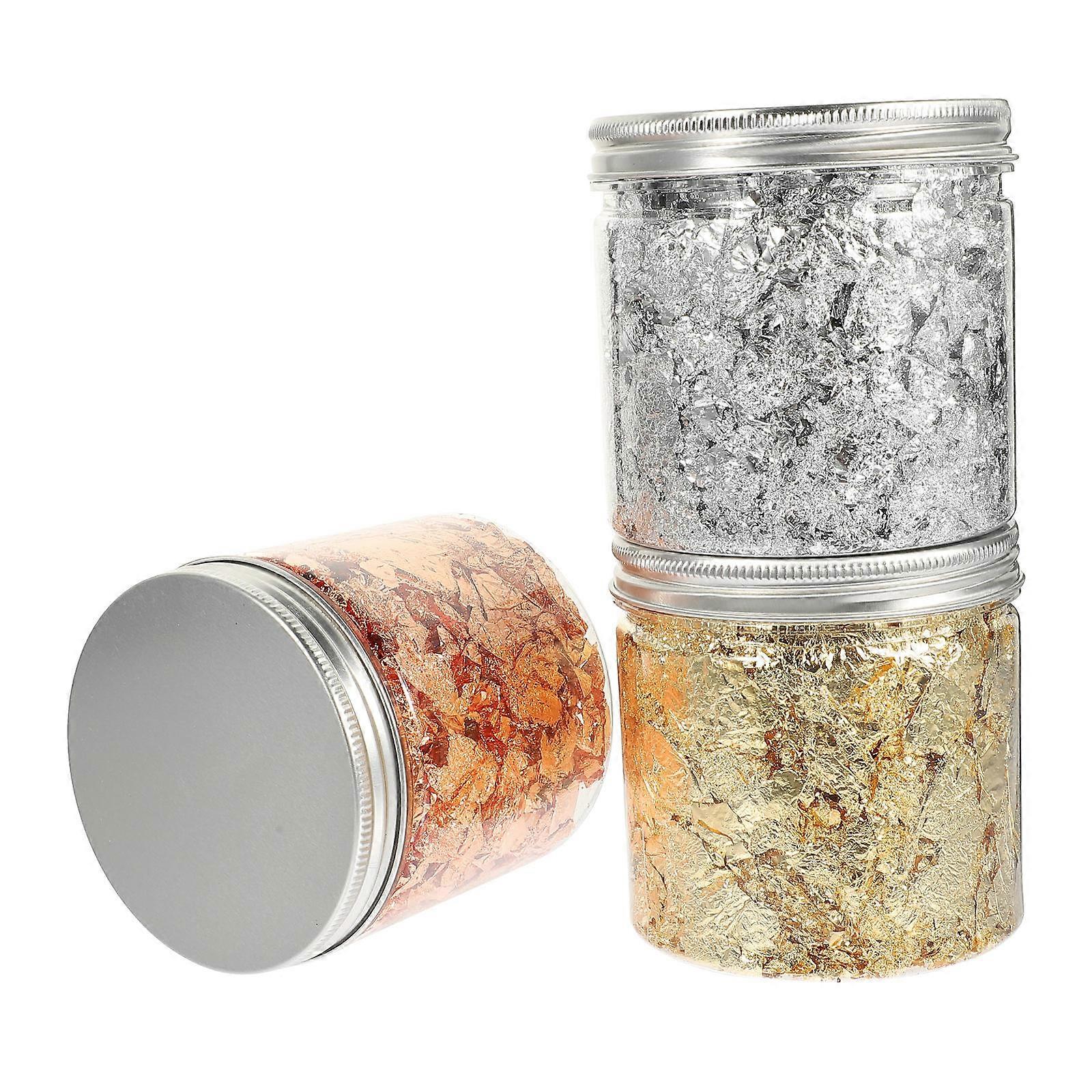 Nail Art Gold Foil Manicure Decor 3 Bottles Assorted Color Foil Pieces
