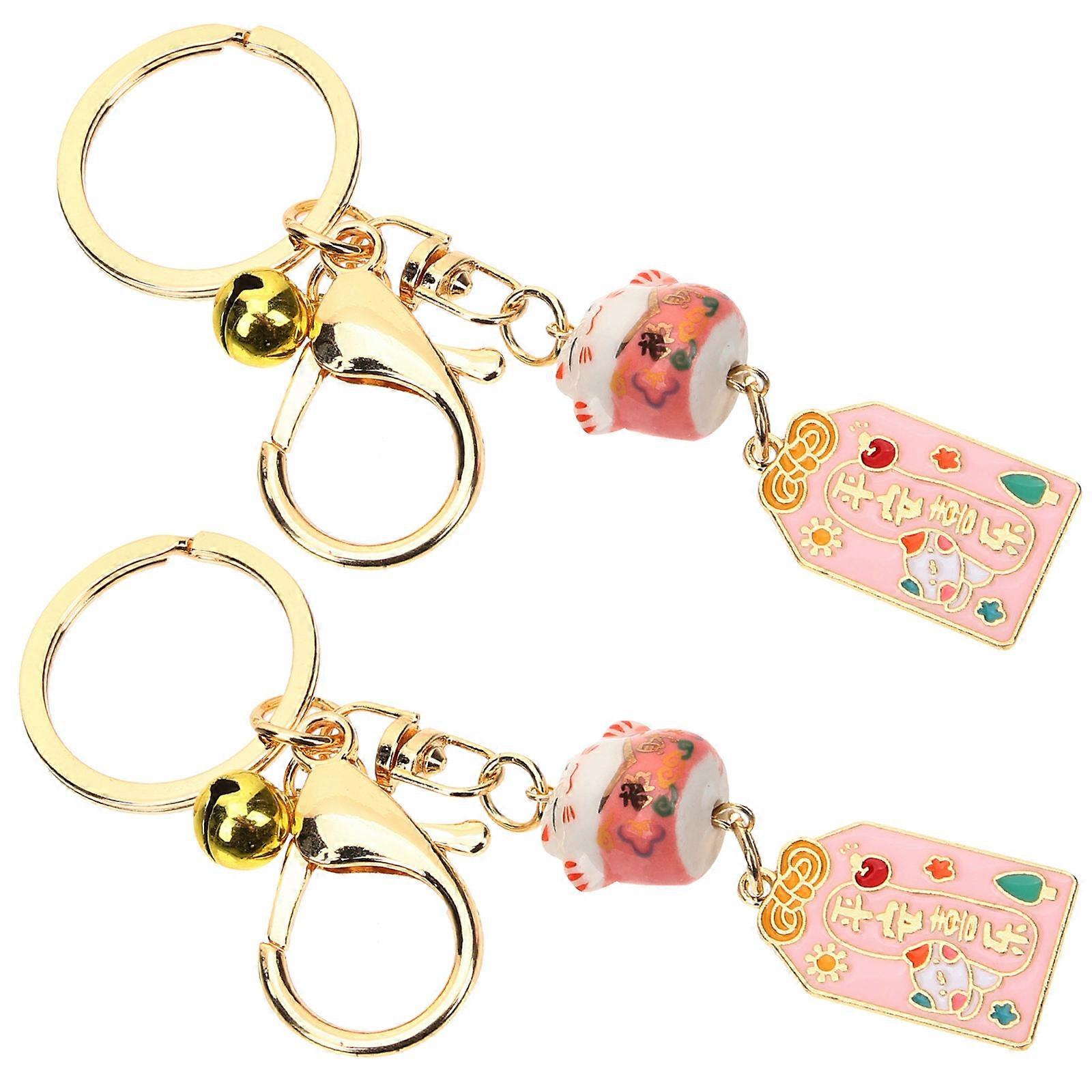 Japanese Luck Keychain Cat Style Key Pendant for Decoration 4Pcs Set