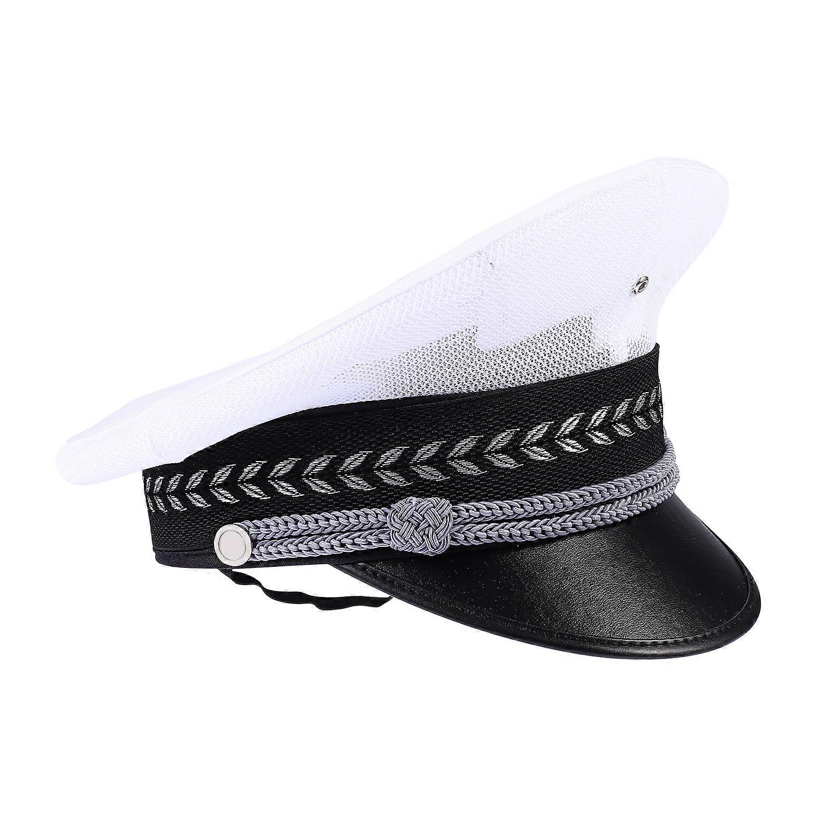 قبعة أمن الممتلكات بيضاء واسعة الحافة 27X27X17 سم قابلة للتنفس 1 حزمة نسيج قطن وبوليستر