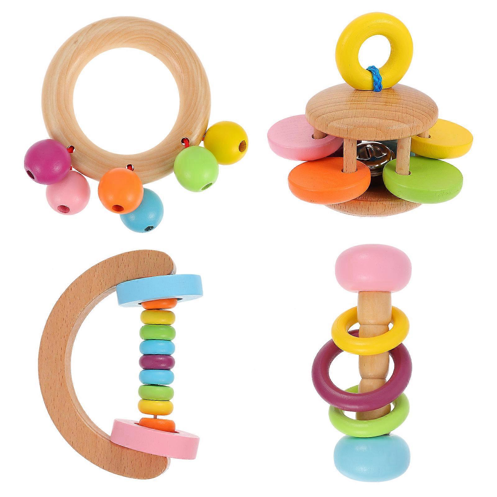 Lovely Baby Hand Rattle for Motor Skills Development 4Pcs Assorted Color