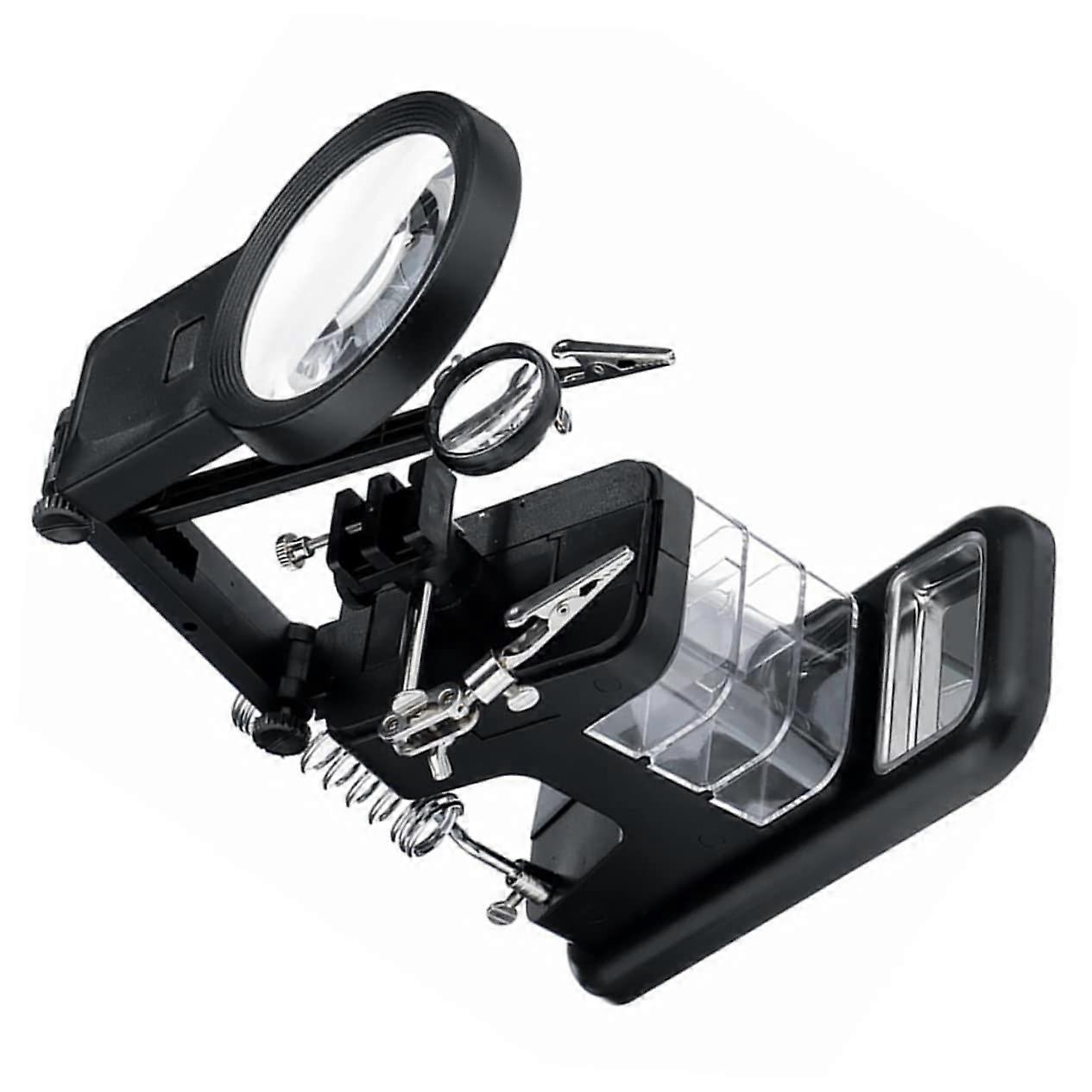 Magnifier Stand Tabletop Soldering Station with LED Lighting Helping Hand for Electronics